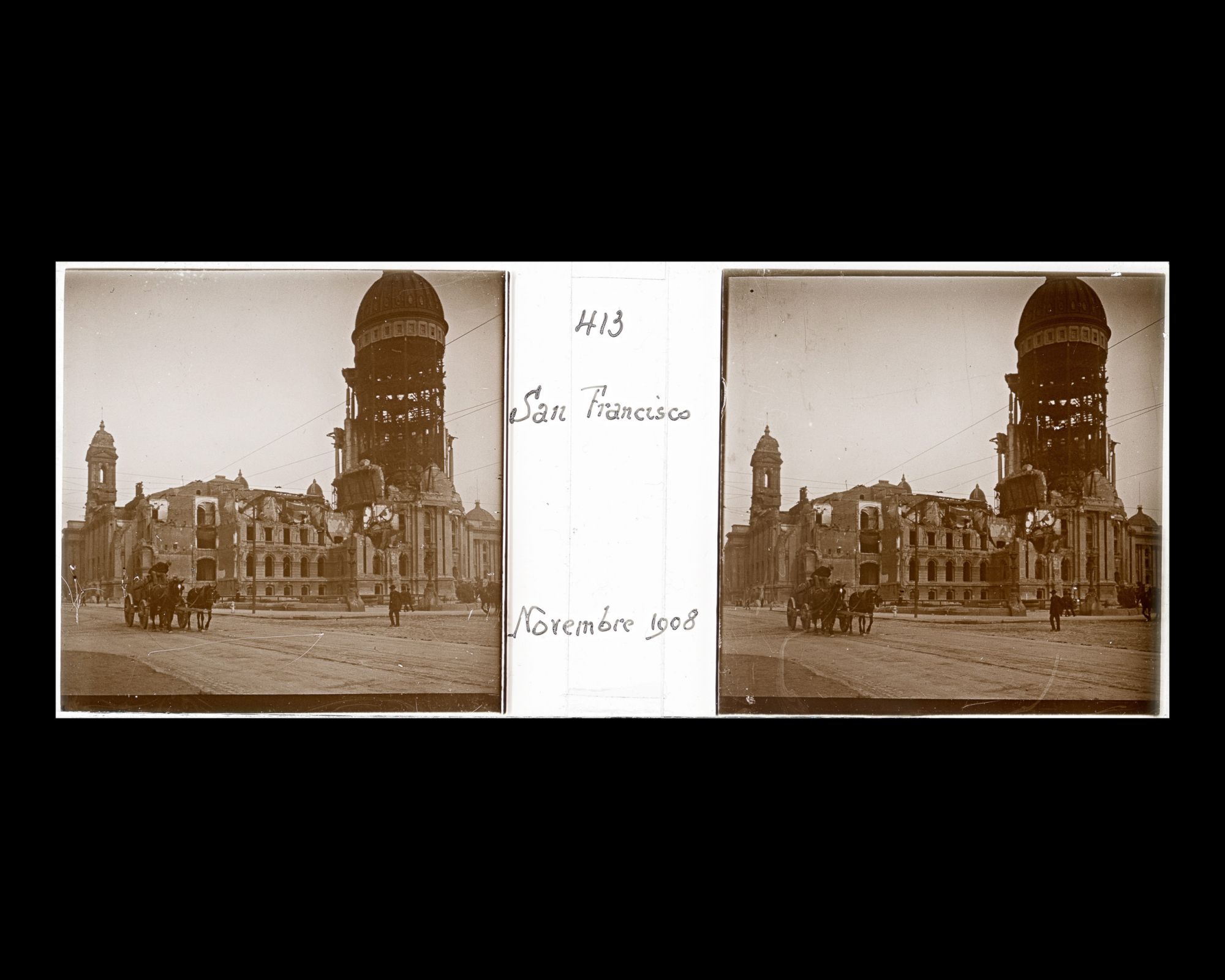 Image représentant Les ruines du City-Hall, détruit par le temblement de terre de 1906