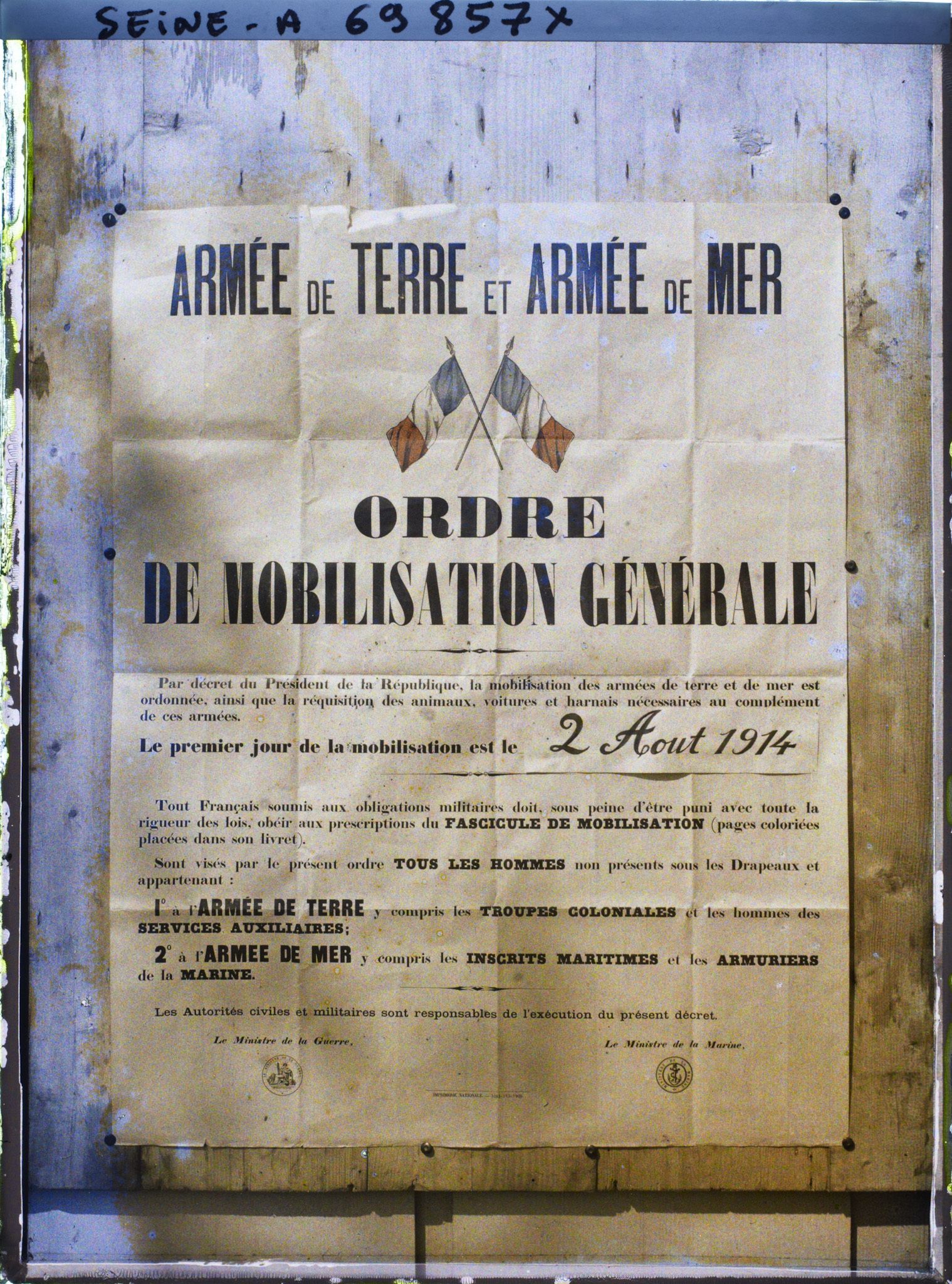 Image représentant Affiche de la mobilisation générale du 2 Août 1914