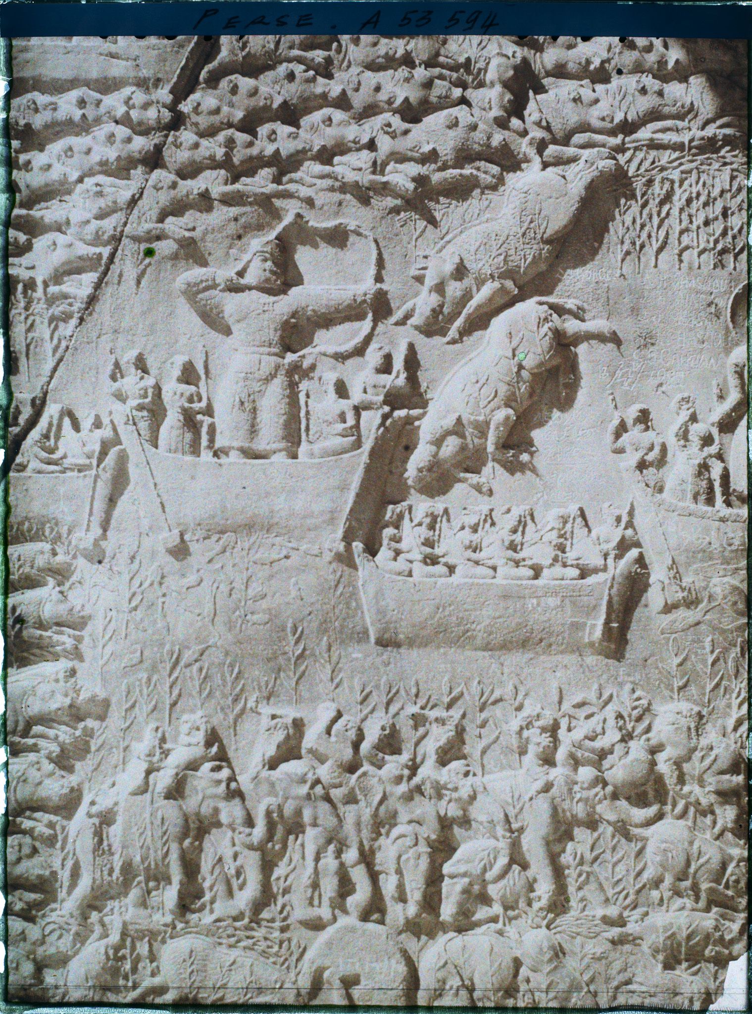 Image représentant Détail de la paroi latérale gauche de la grande grotte : scène de chasse royale au sanglier