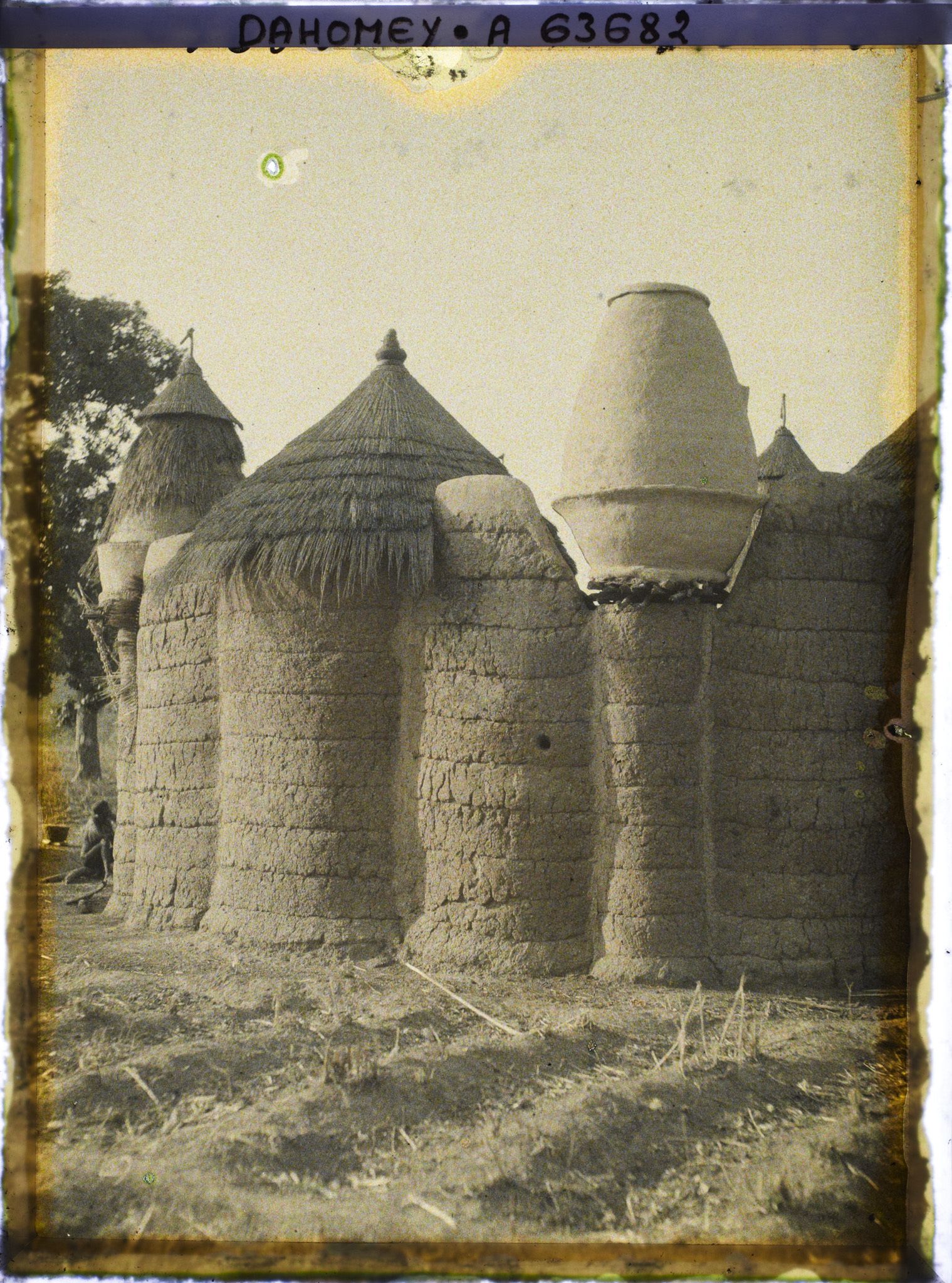 Image représentant Un tata (case) somba, détail sur le grenier