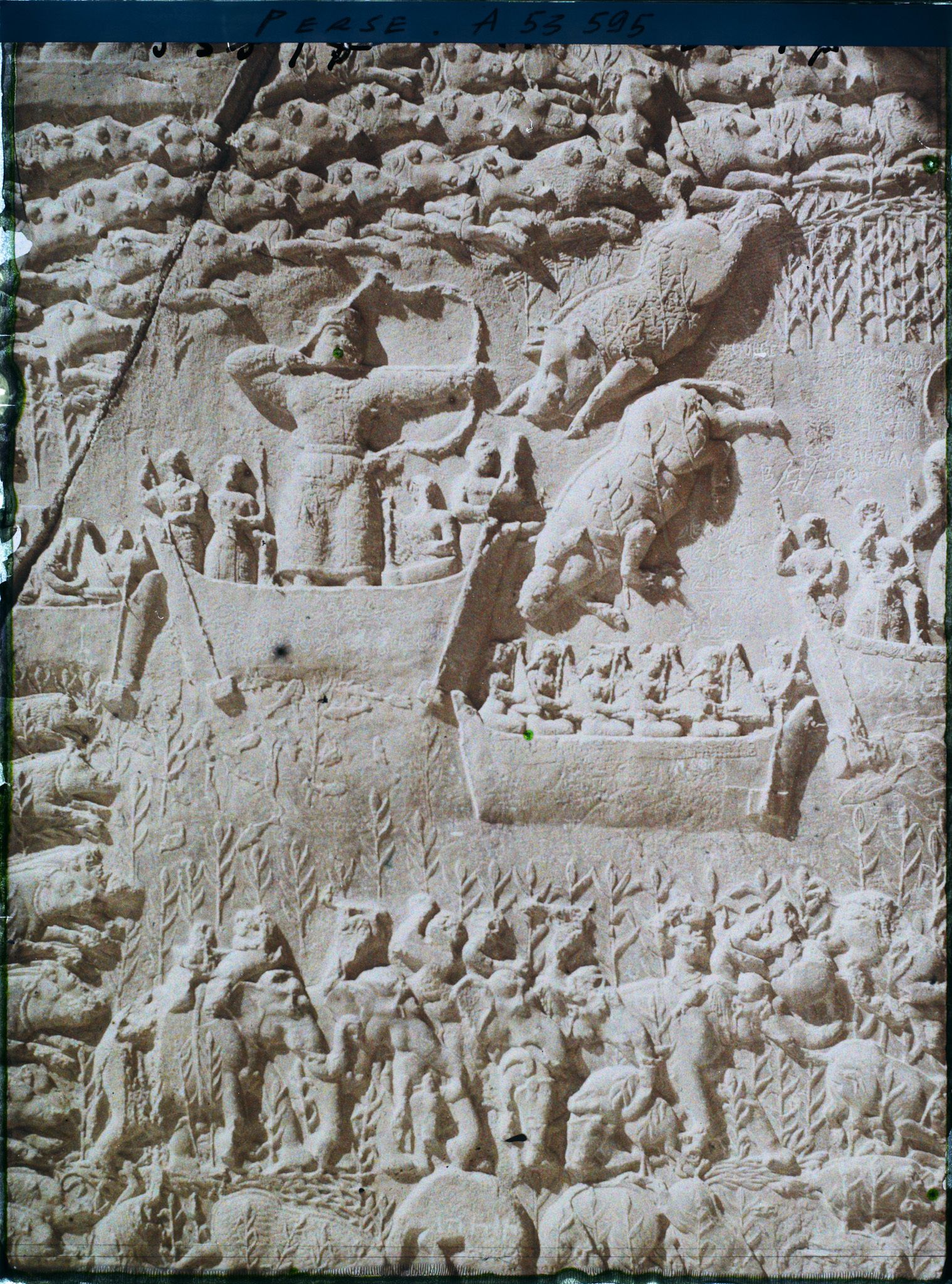 Image représentant Détail de la paroi latérale gauche de la grande grotte : scène de chasse royale au sanglier