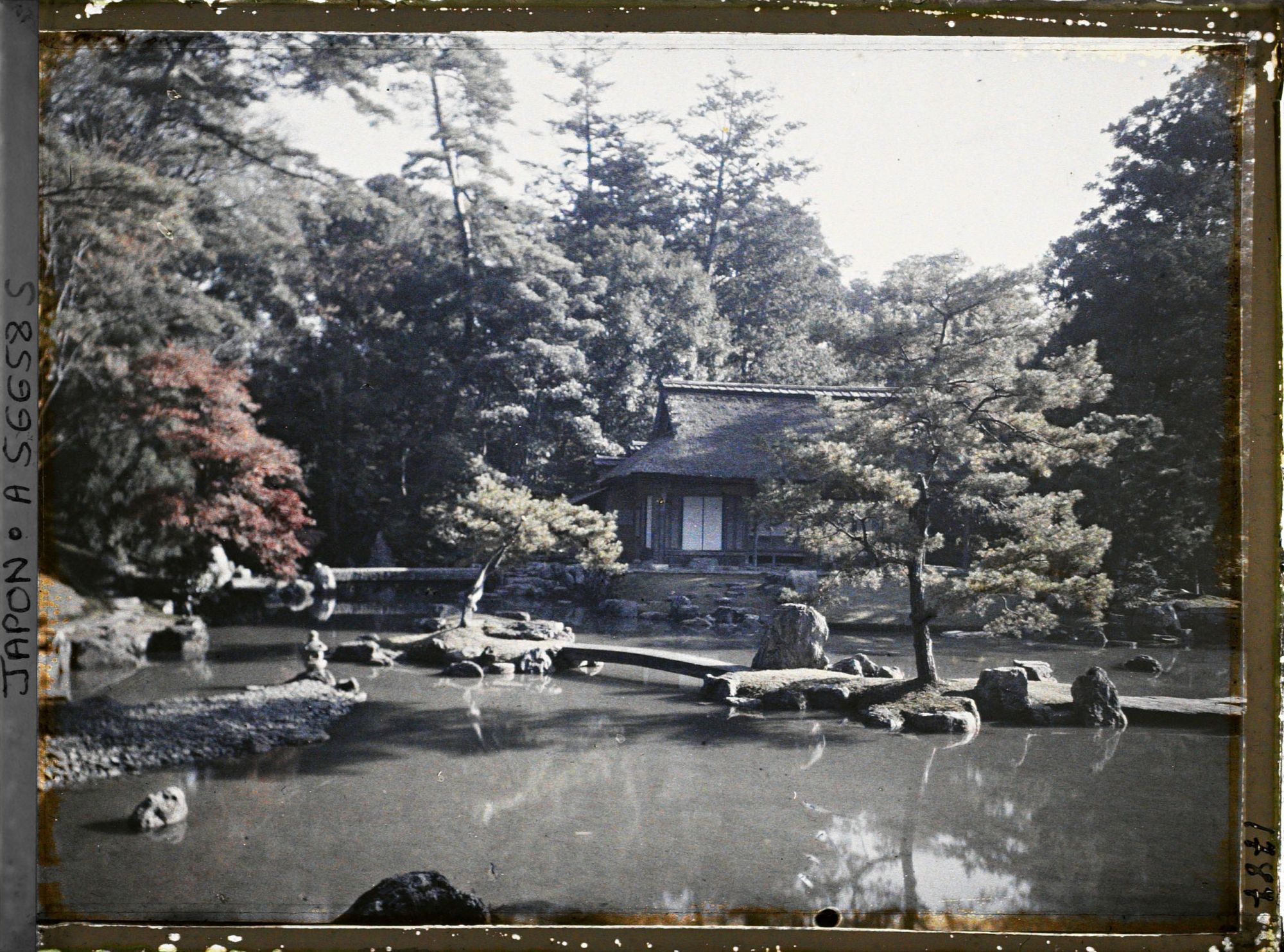 Image représentant Villa impériale de Katsura (Katsura-Rikyu) : jardin devant le pavillon de thé Shôkintei