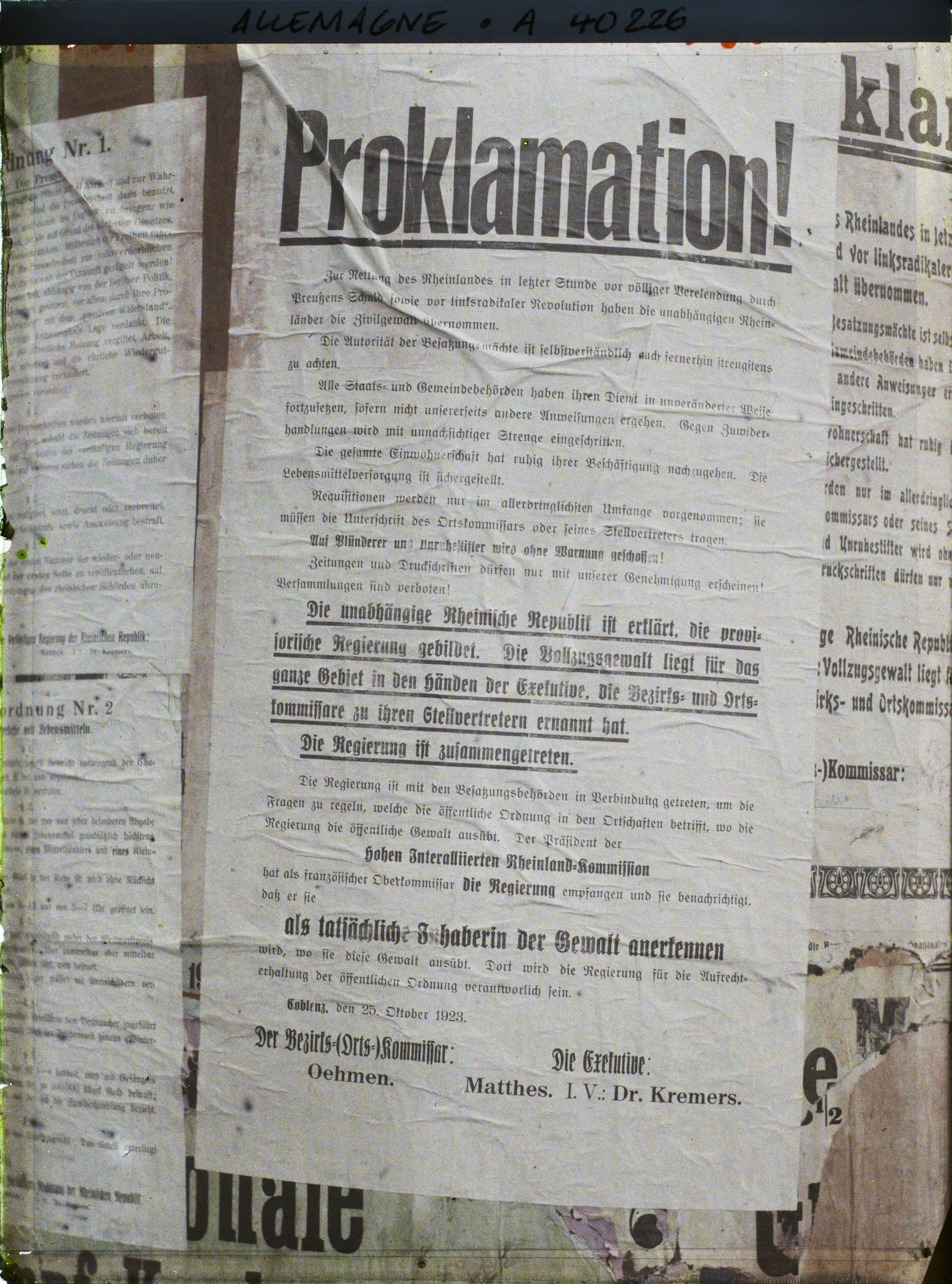 Image représentant Prusse, Düren, Proclamation