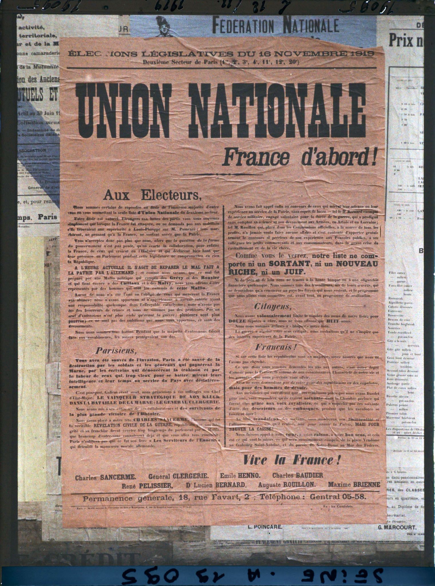 Image représentant Affiche du Comité "France d'Abord" pour les élections législatives de novembre 1919