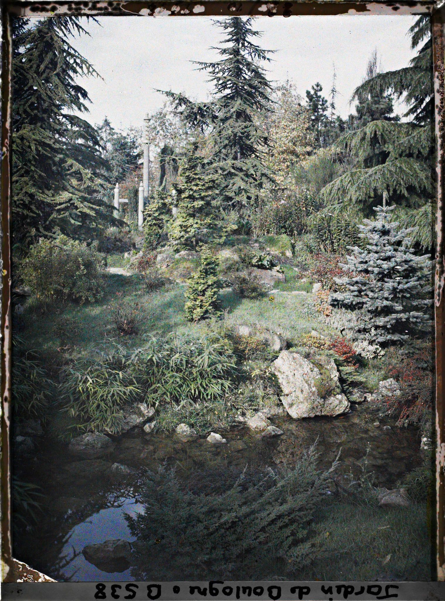 Image représentant Butte et cours d'eau du " sanctuaire japonais " dans un paysage arboré encadrant le sôrintô