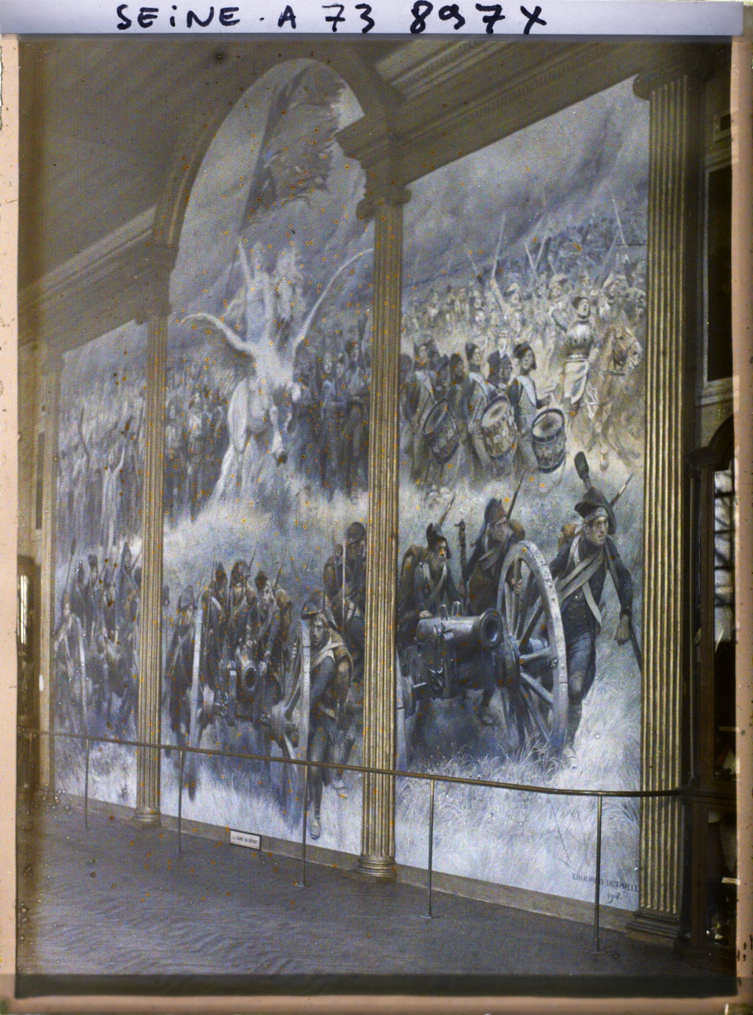 Image représentant Le triptyque Le Chant du départ d'Edouard Detaille, hôtel des Invalides, salle Bugeaud, rebaptisée salle Detaille