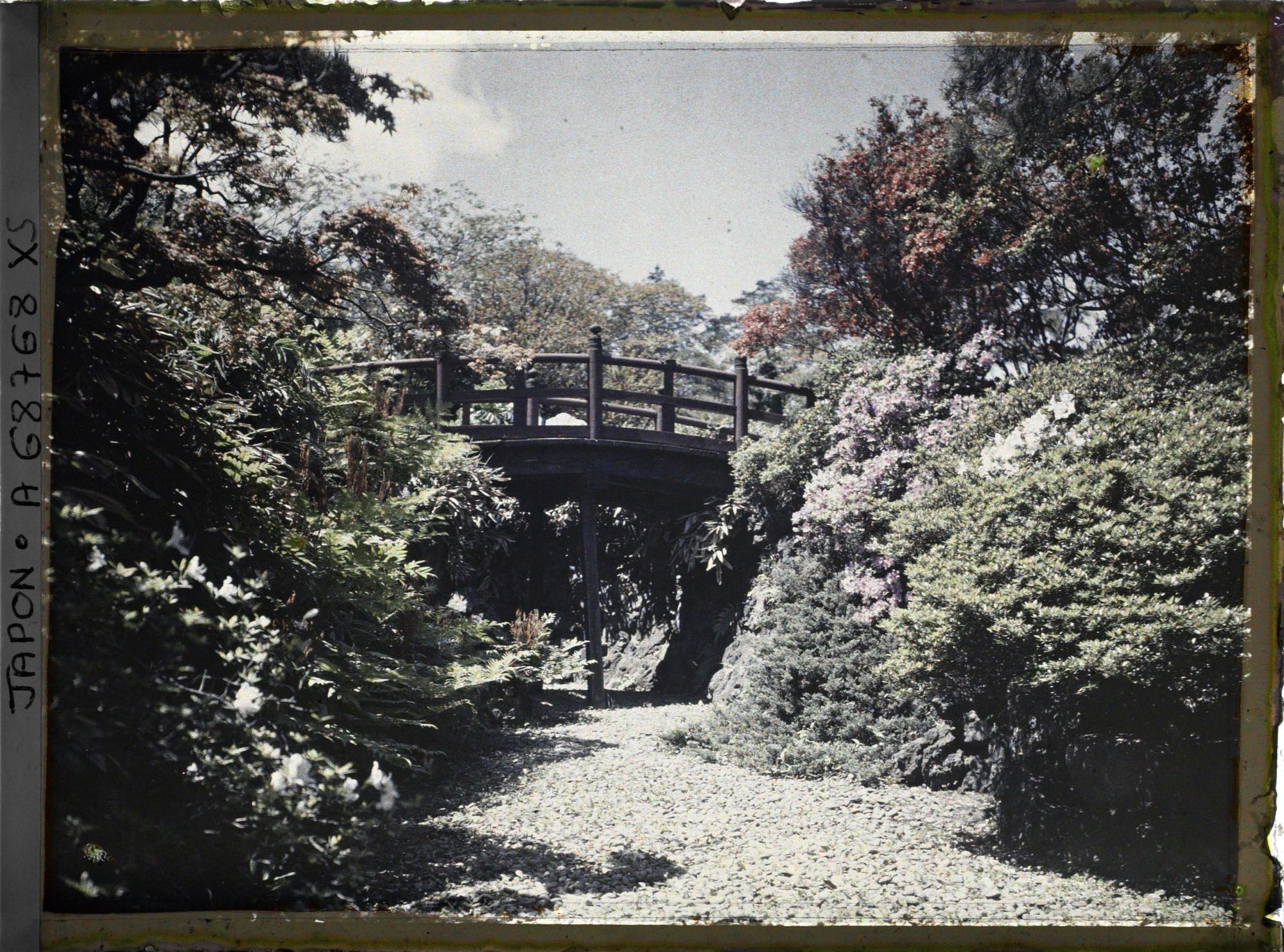 Image représentant Pont enjambant une rivière sèche dans un jardin d'une résidence