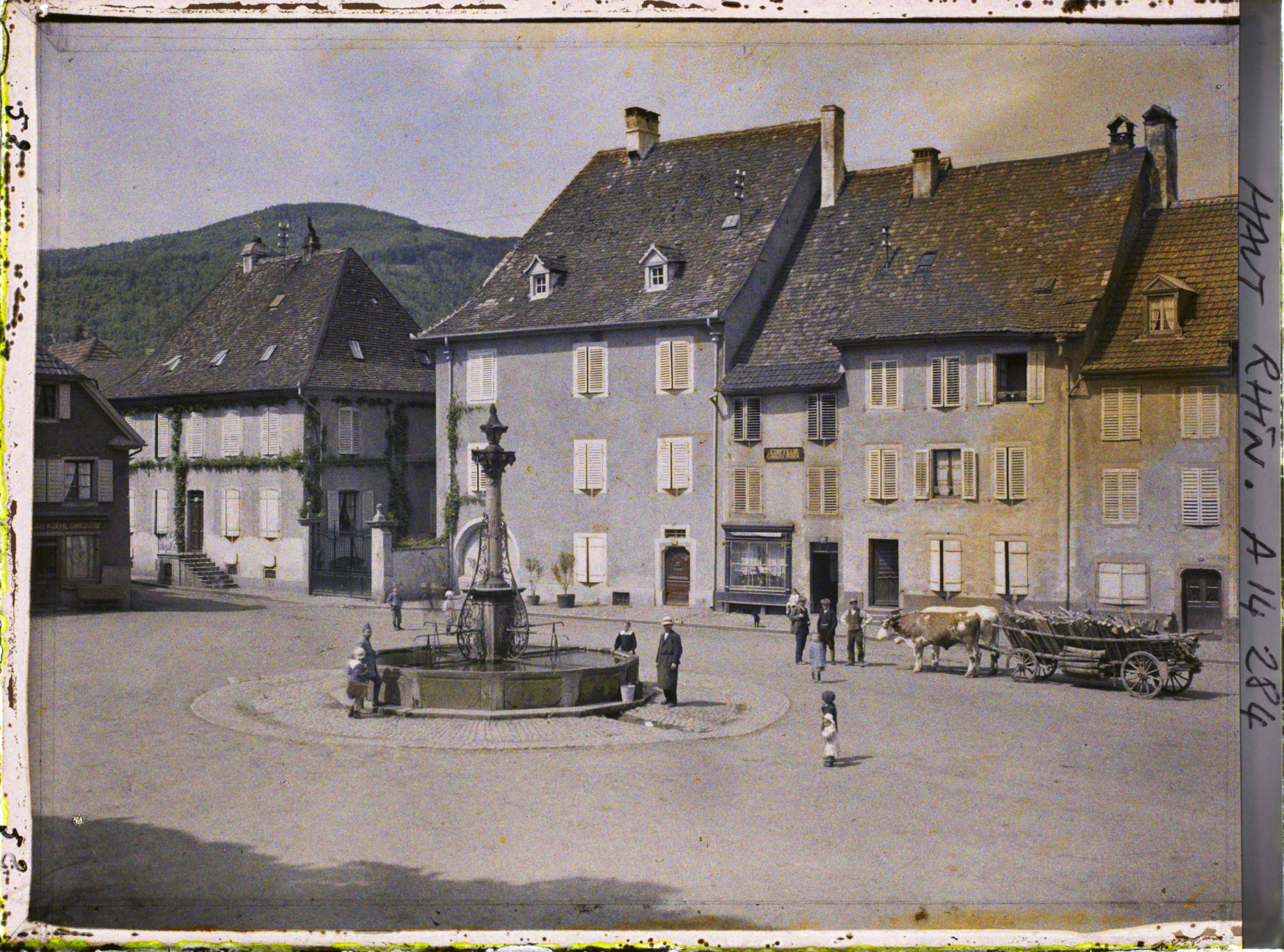 Image représentant Alsace, Massevaux, Place du Marché avec Char de Bœufs