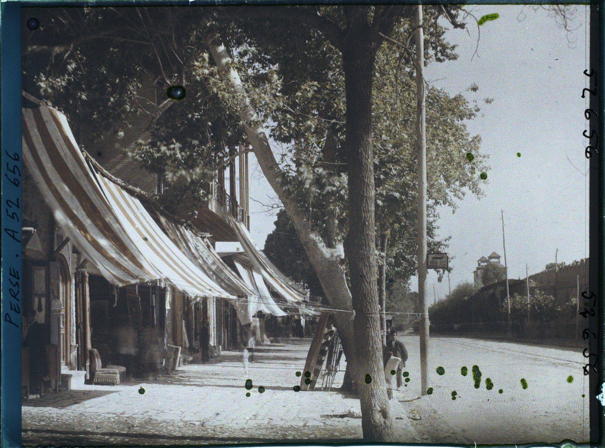 Image représentant L'avenue Nasser Khosrow, grand boulevard ombragé bordant l'Arg (la citadelle royale) dont l'entrée se fait par le Shams-ol Emareh ("Soleil des Palais")