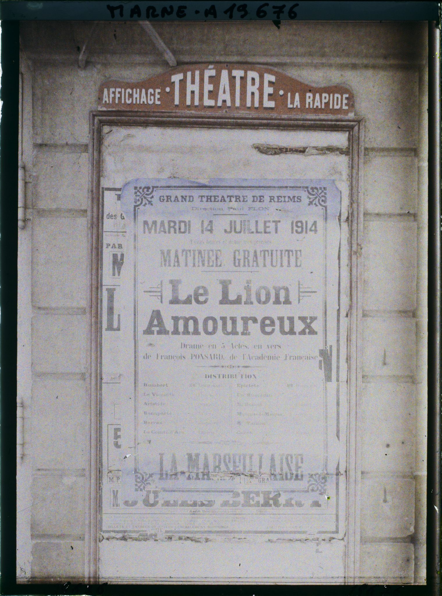 Image représentant Affiche de la dernière représentation populaire donnée au théâtre le 14/7/1914