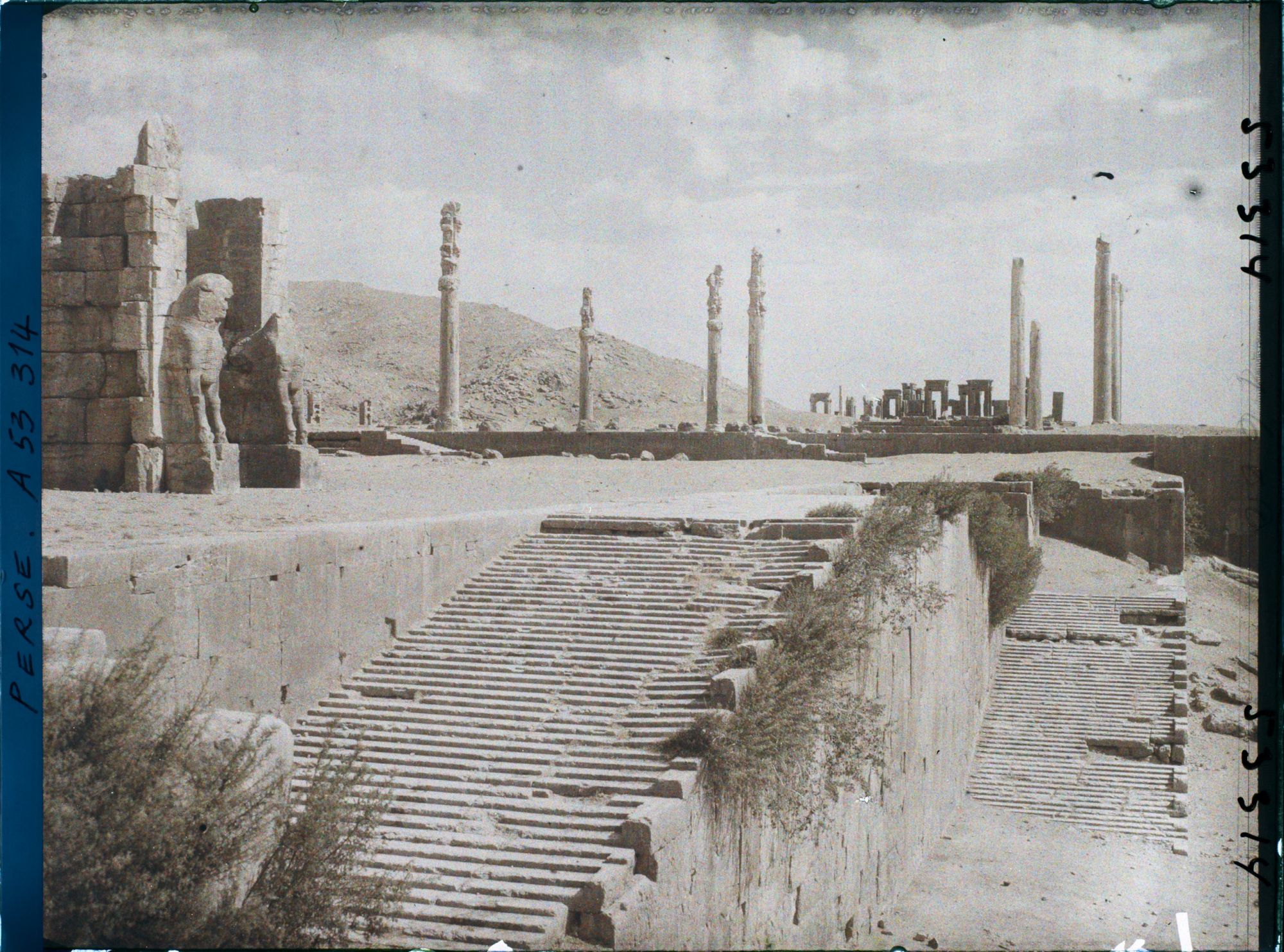 Image représentant Le haut du double escalier monumental donnant accès à la terrasse