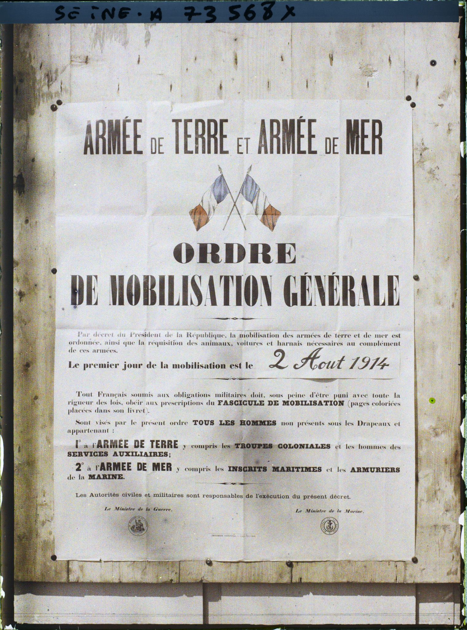 Image représentant Affiche de la mobilisation générale du 2 Août 1914