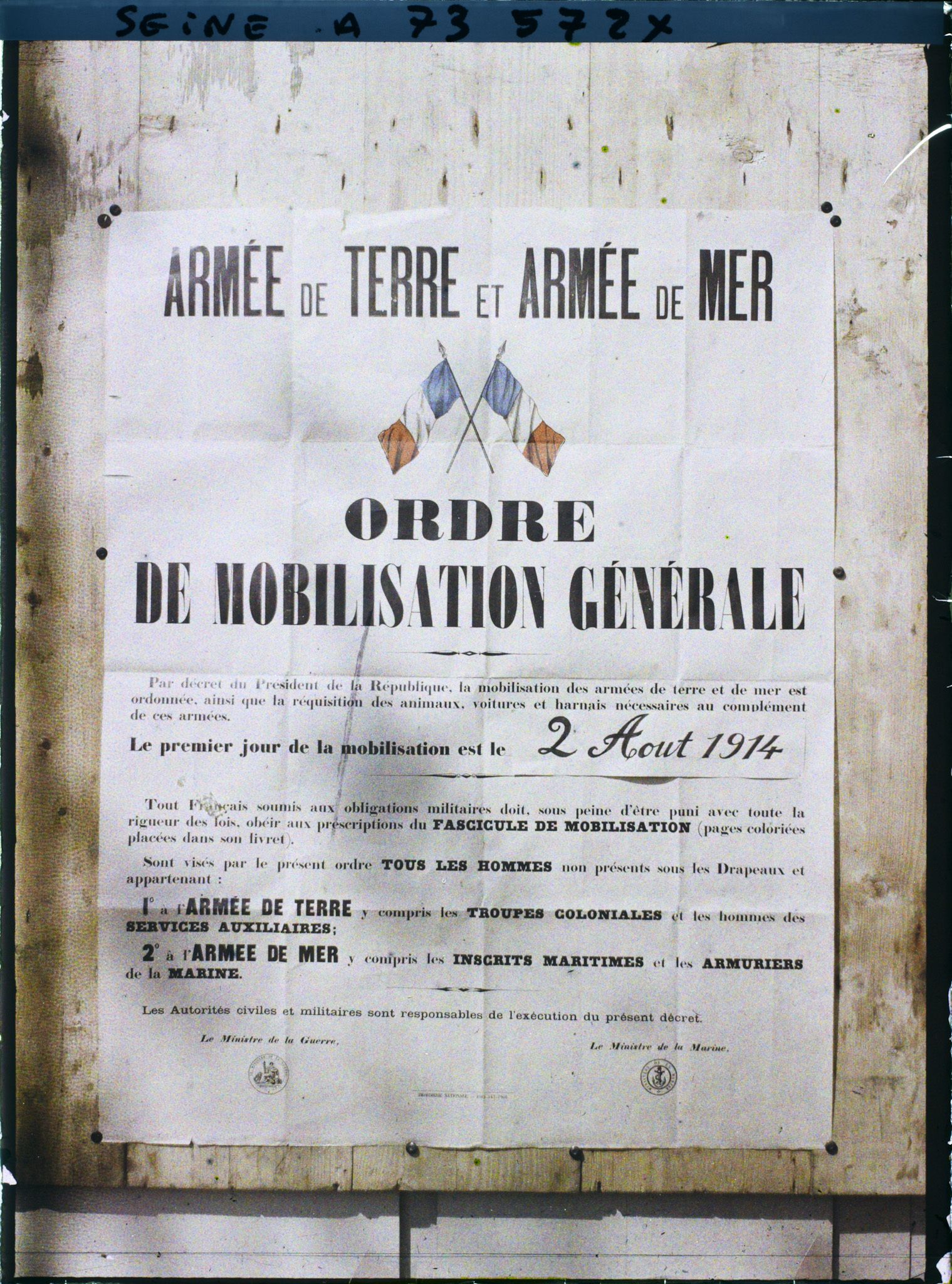 Image représentant Affiche de la mobilisation générale du 2 Août 1914