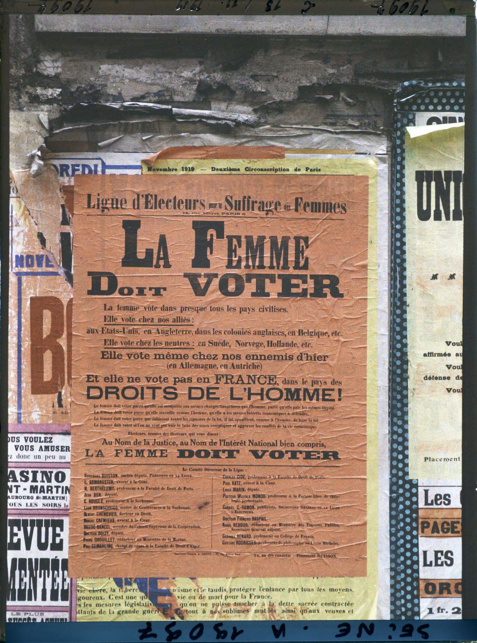 Image représentant Affiche de la Ligue d'électeurs pour le suffrage des femmes pour les élections législatives de novembre 1919