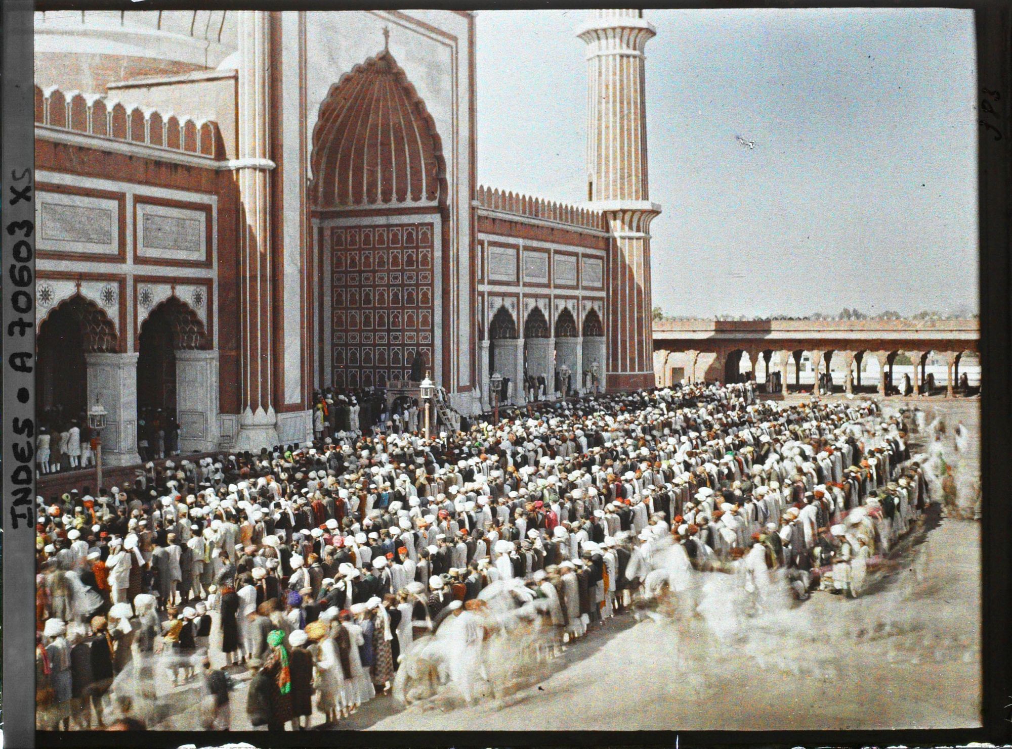 Image représentant La prière du vendredi dans la cour de la Grande Mosquée (Jama Masjid)