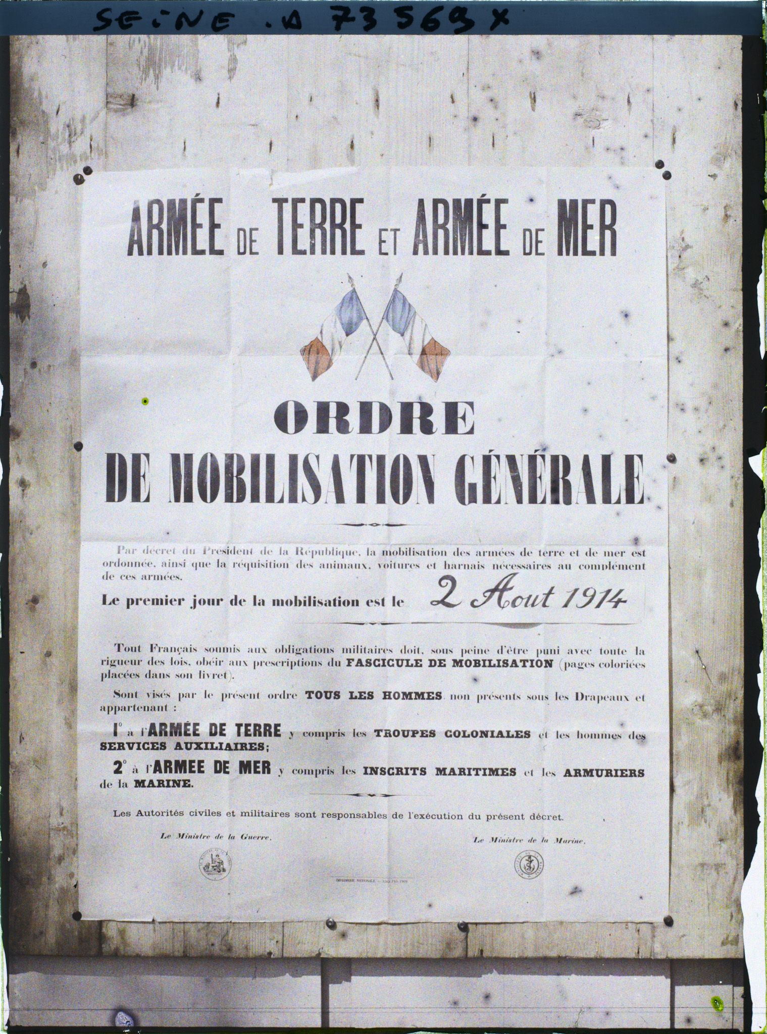 Image représentant Affiche de la mobilisation générale du 2 Août 1914