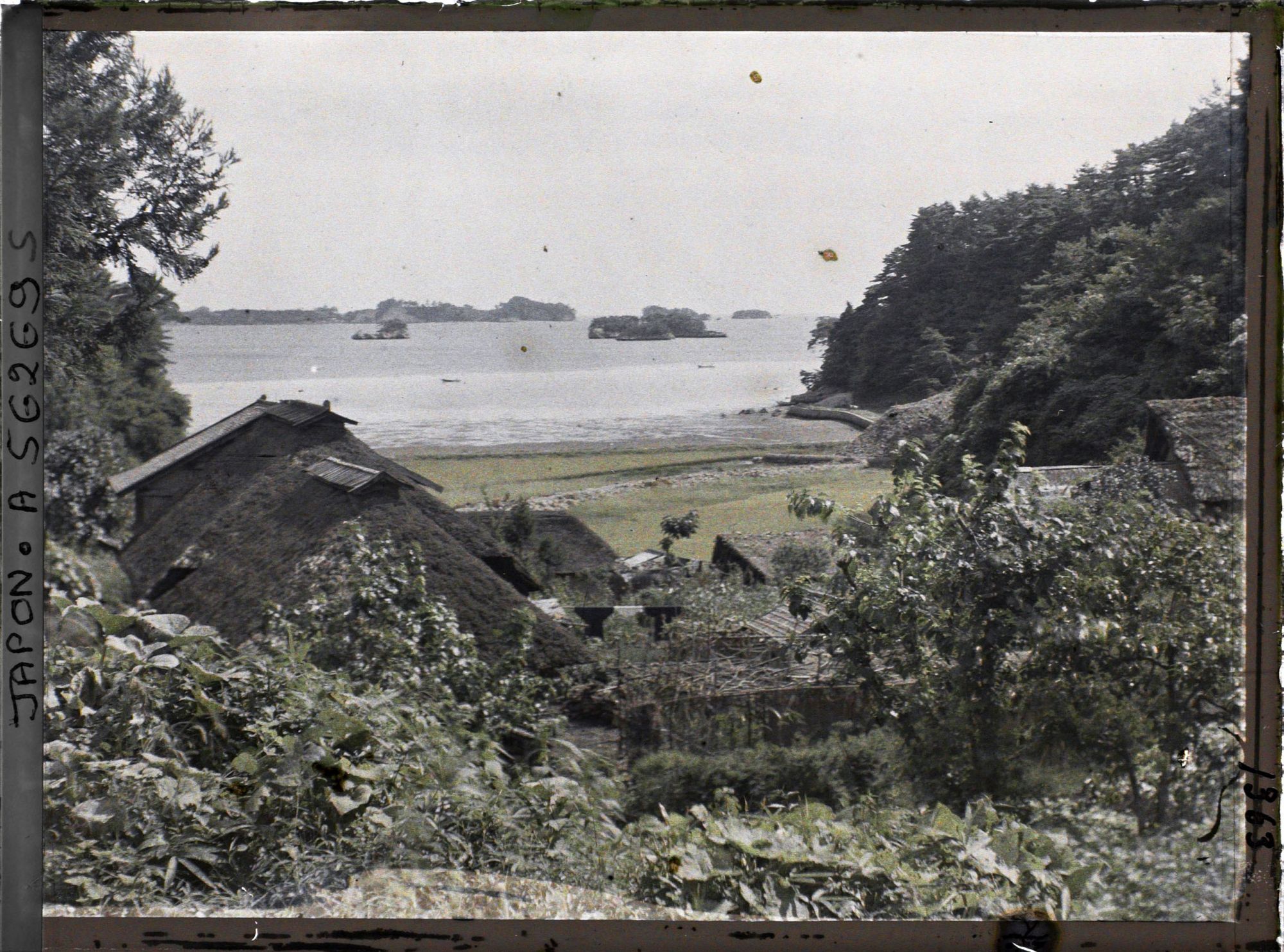 Image représentant La baie de Matsushima, vue d'un village juste au sud de l'île Oshima