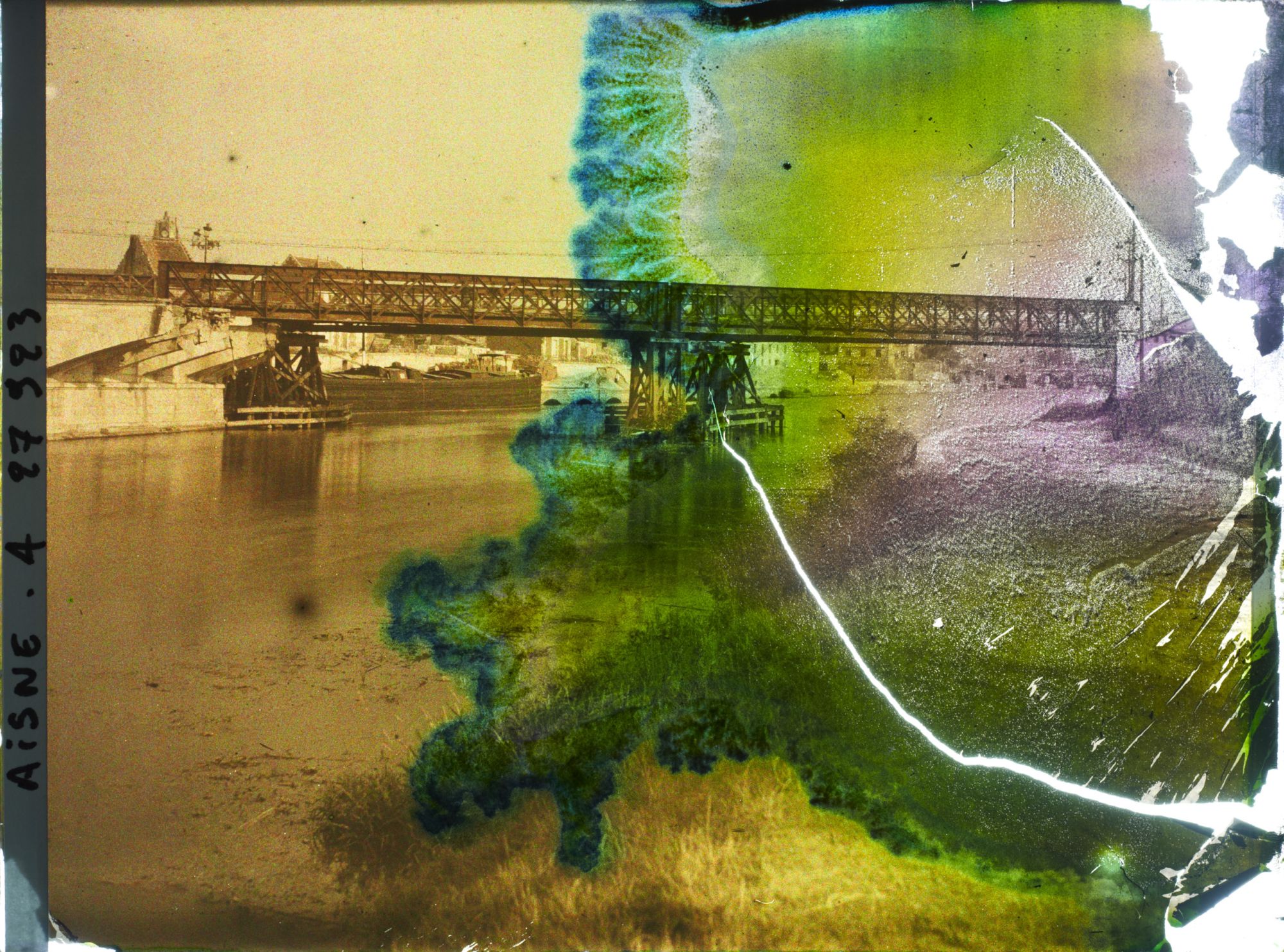 Image représentant France, Soissons, Le Pont du Chin de fer de l'Aisne rétabli