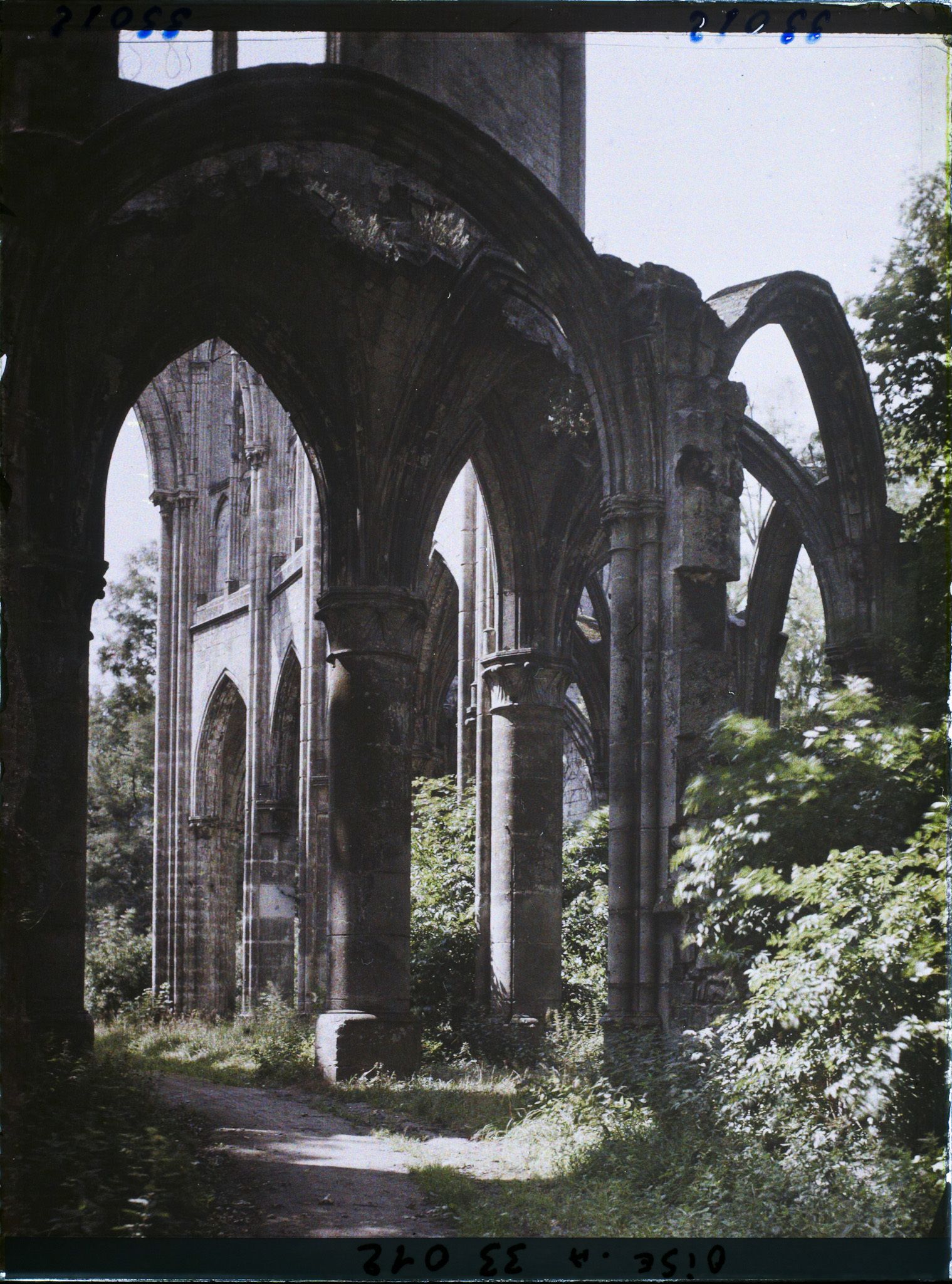 Image représentant France, Ourscamp, Ruines de l'Abbaye d'Ourscamps :  Effet de lumière sur les ruines de l'Abside