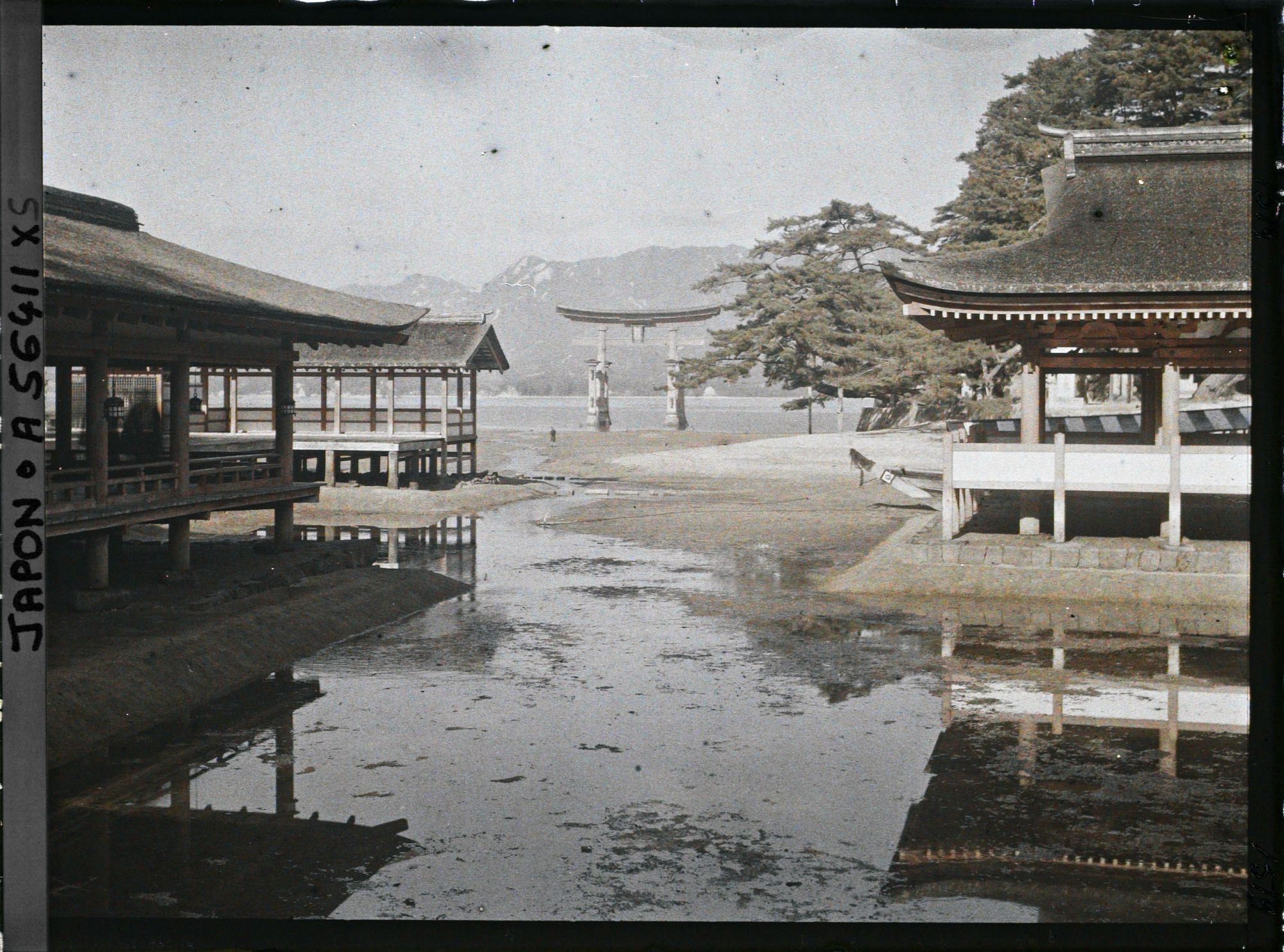 Image représentant Le sanctuaire Itsukushima, vue sur le torii marin