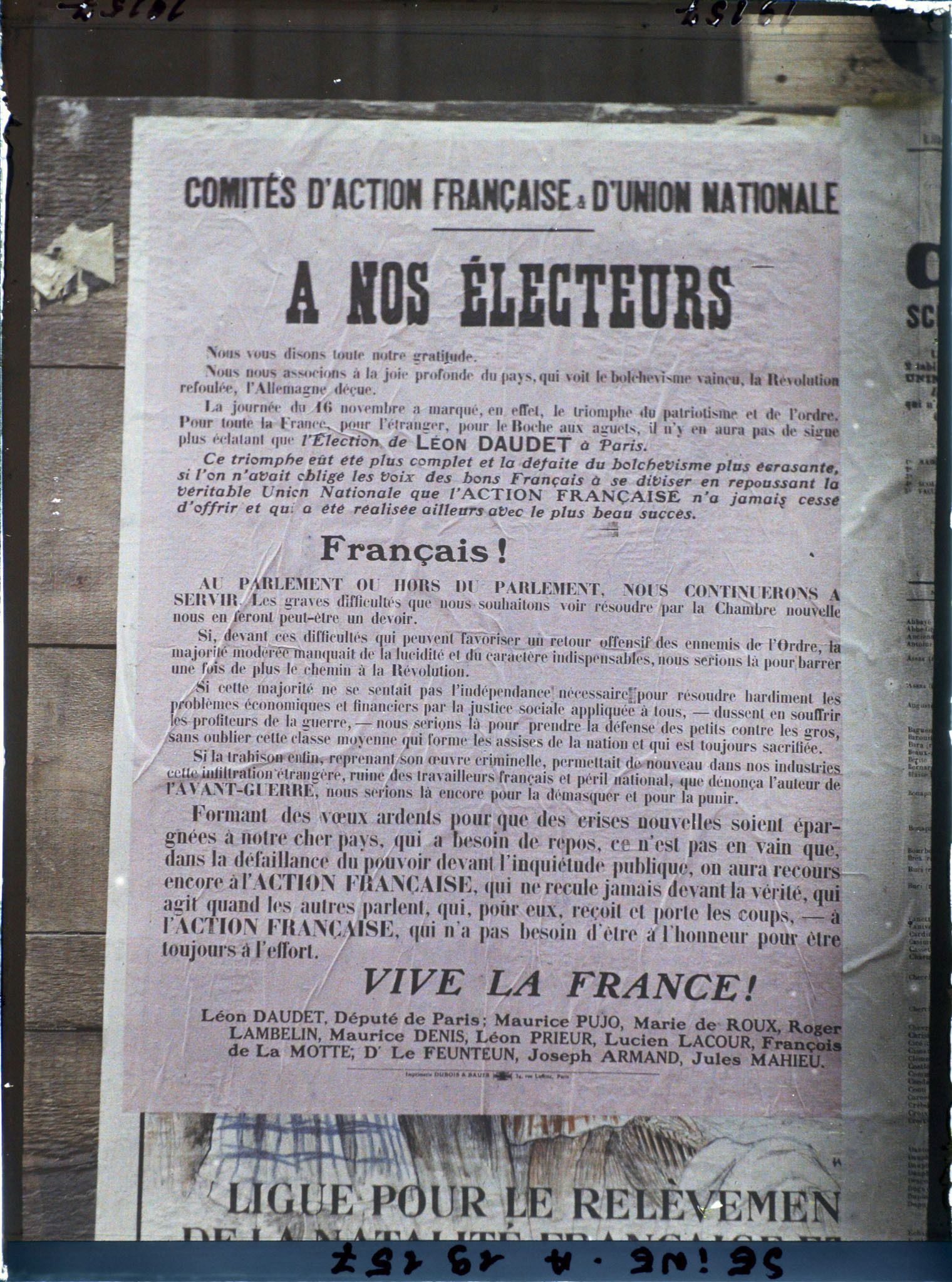 Image représentant Affiche des Comités d'action française et d'union nationale pour les élections législatives de novembre 1919
