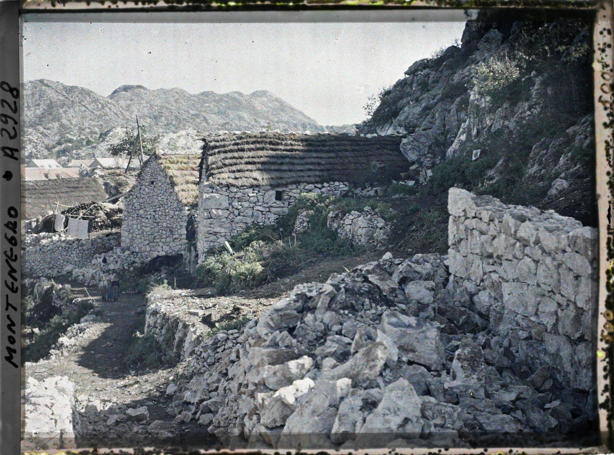Image représentant Un toit neuf de chaume entre deux vieux toits