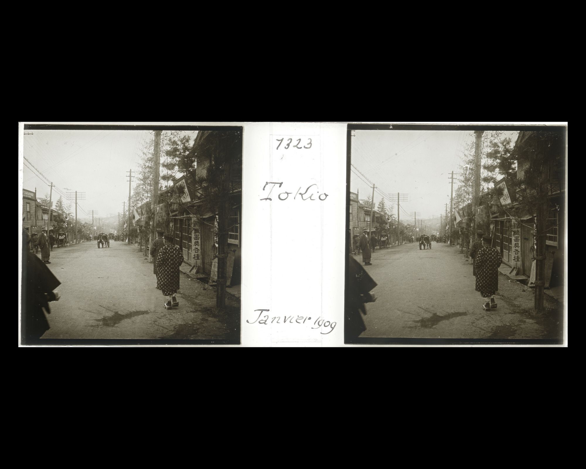 Image représentant Passants dans une rue décorée pour le nouvel an