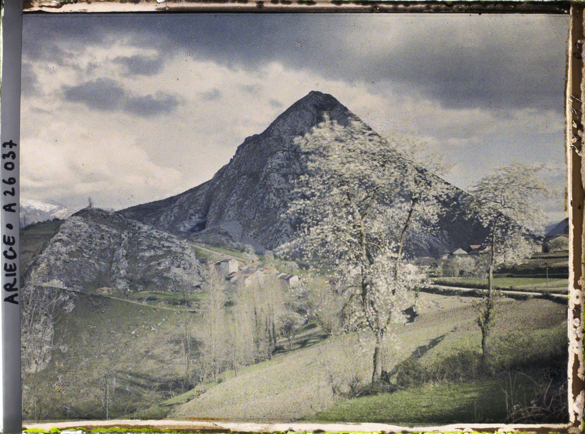 Image représentant La commune à travers les cerisiers en fleurs et le Soudour