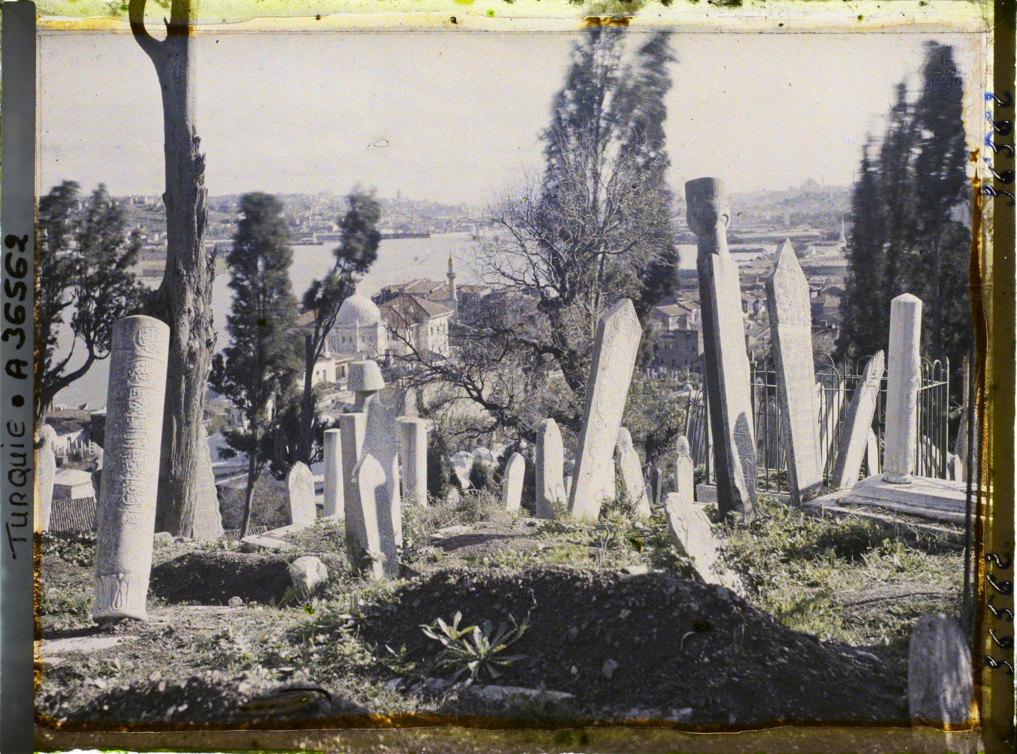 Image représentant Dans le cimetière d'Eyüp. Au fond, la Corne d'Or