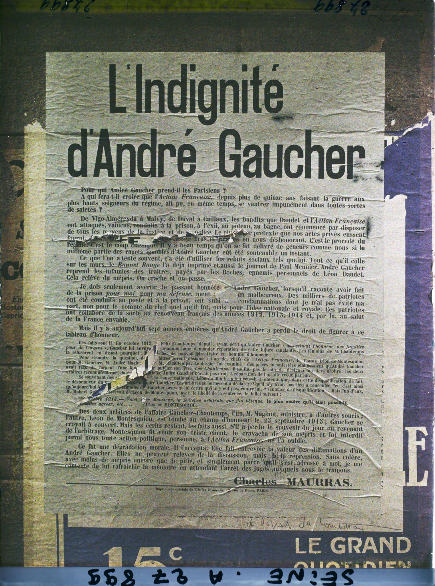 Image représentant Affiche de l'Action Française signée Charles Maurras
