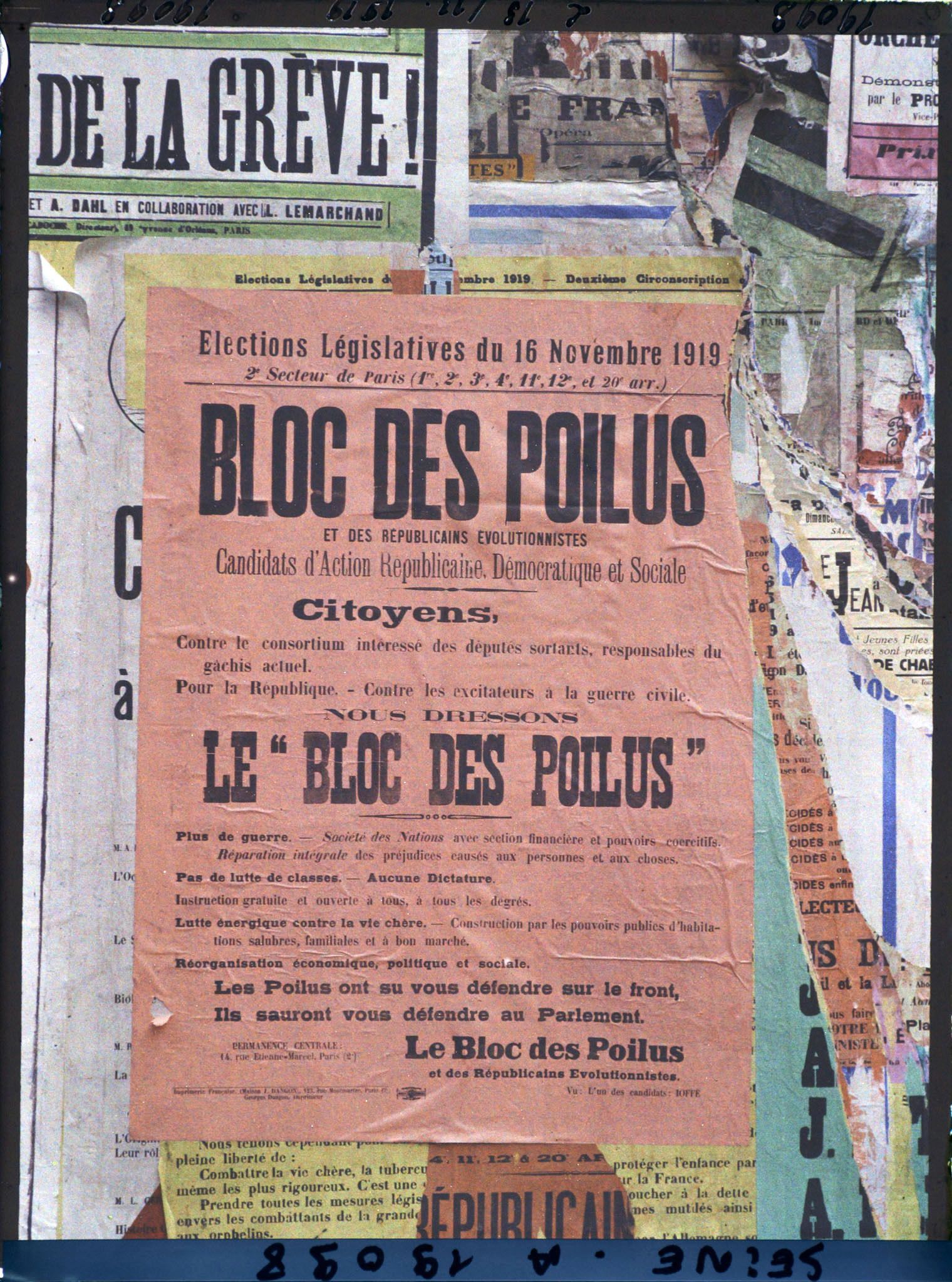 Image représentant Affiche du Bloc des Poilus pour les élections législatives de novembre 1919