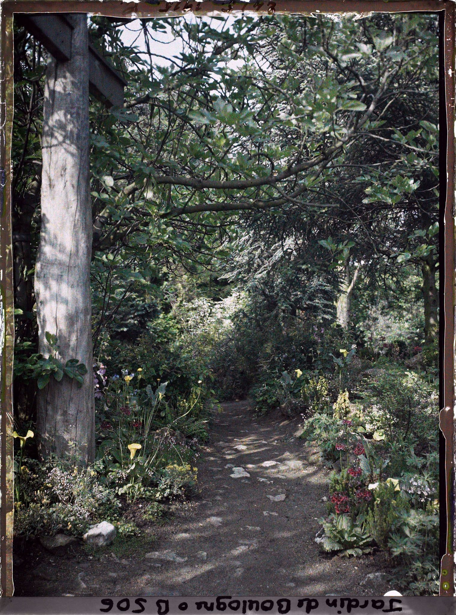 Image représentant Sentier fleuri entre un torii et un pont du " sanctuaire japonais ", menant en direction du quai du 4-Septembre