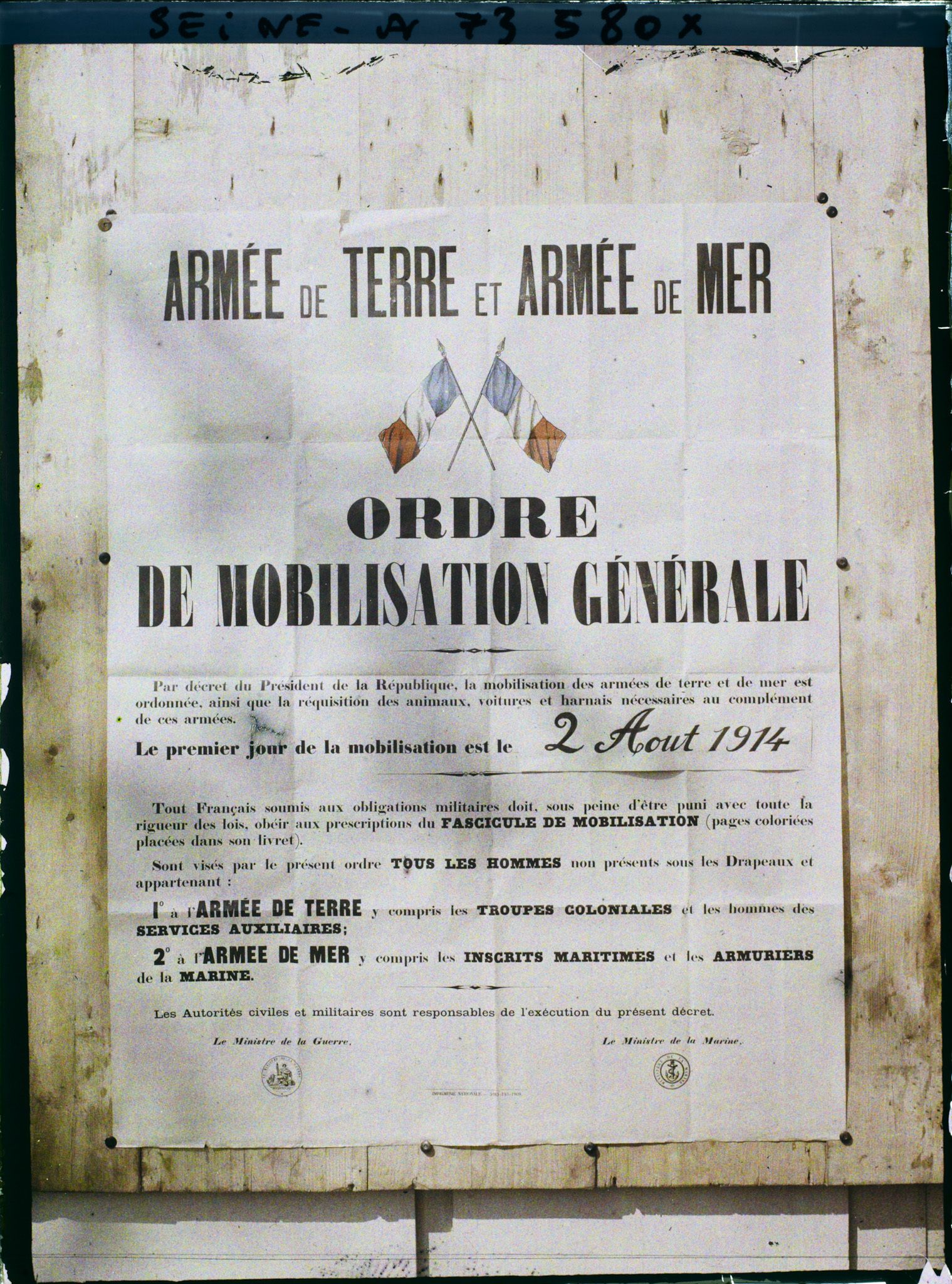 Image représentant Affiche de la mobilisation générale du 2 Août 1914
