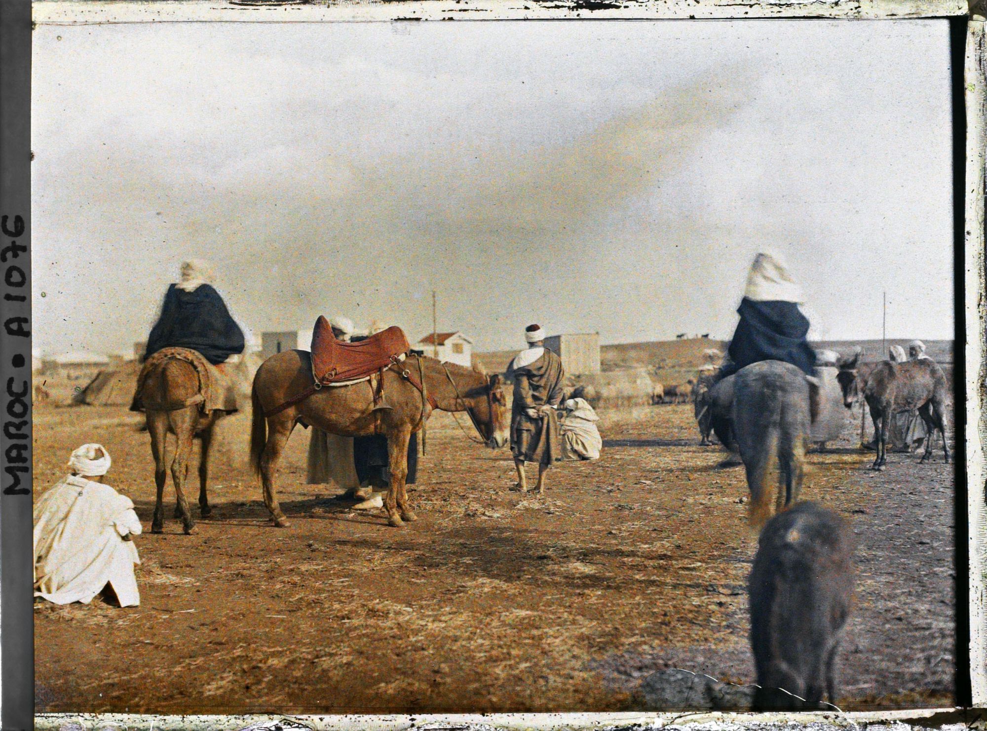 Image représentant Hommes et montures près du marché