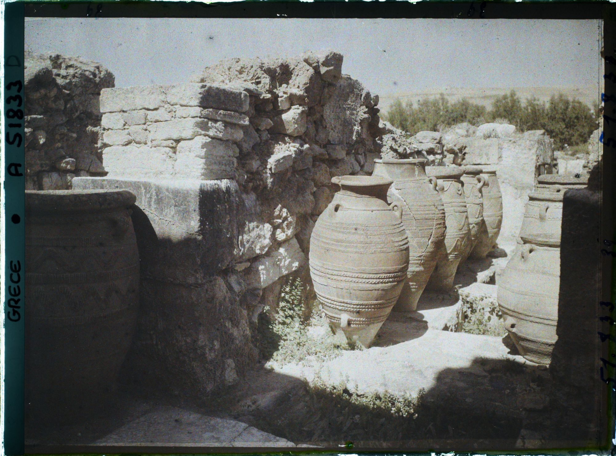 Image représentant Pithos (jarres) alignés dans l'un des magasins du Palais