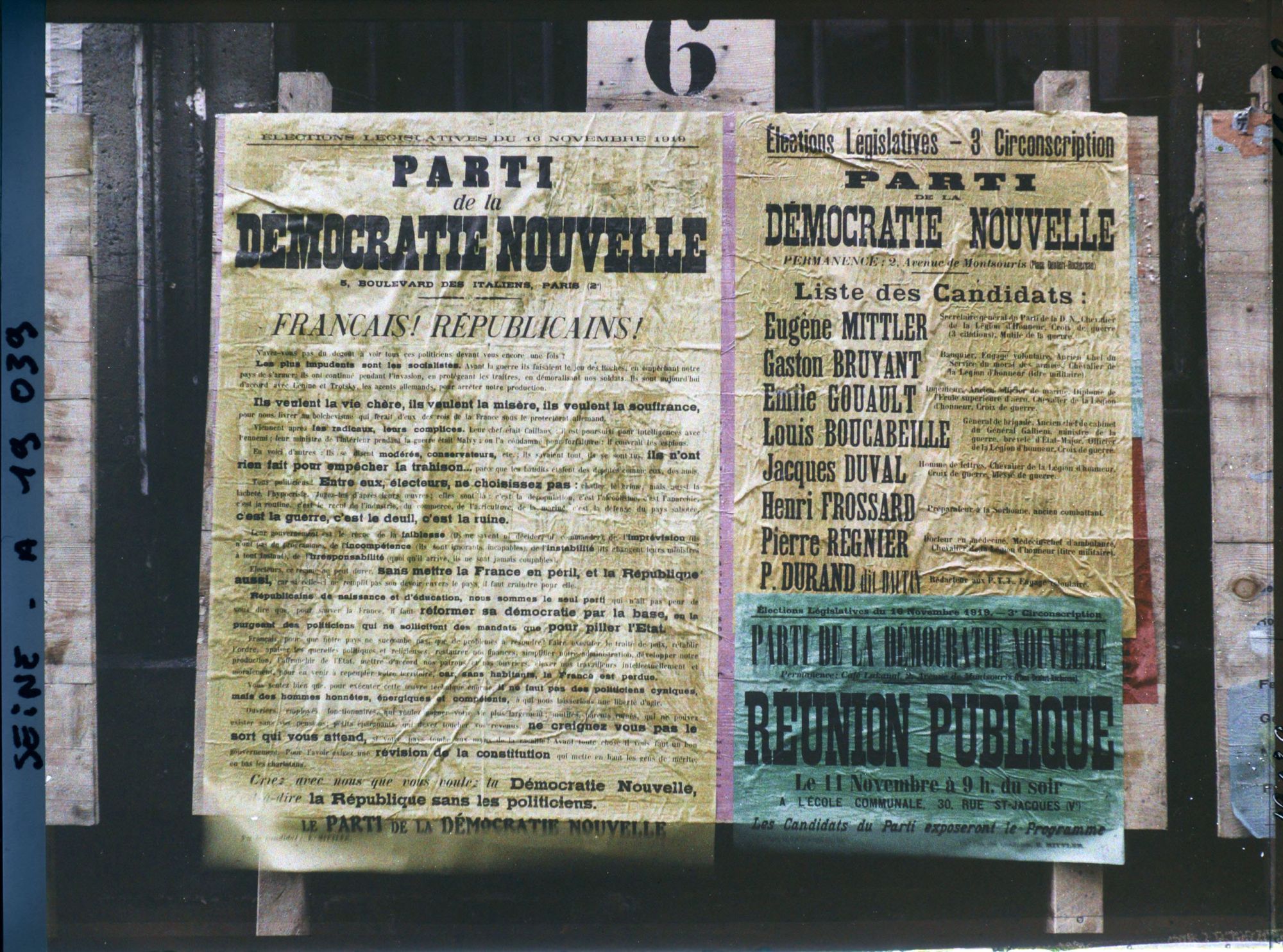 Image représentant Affiche du Parti de la démocratie nouvelle pour les élections législatives du16 novembre 1919