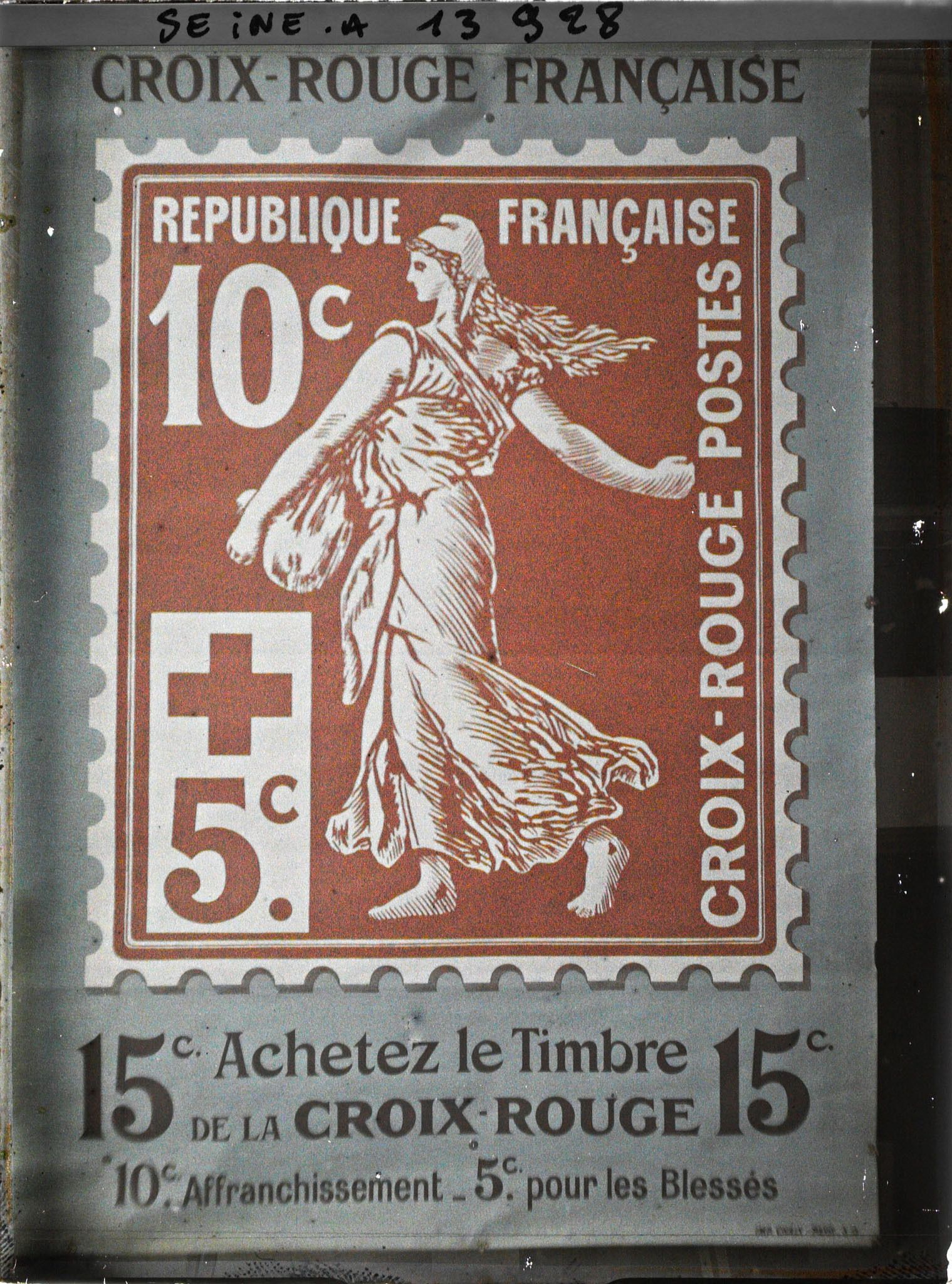 Image représentant Affiche de la Croix-Rouge française, "Achetez le timbre de la Croix-Rouge 15c."