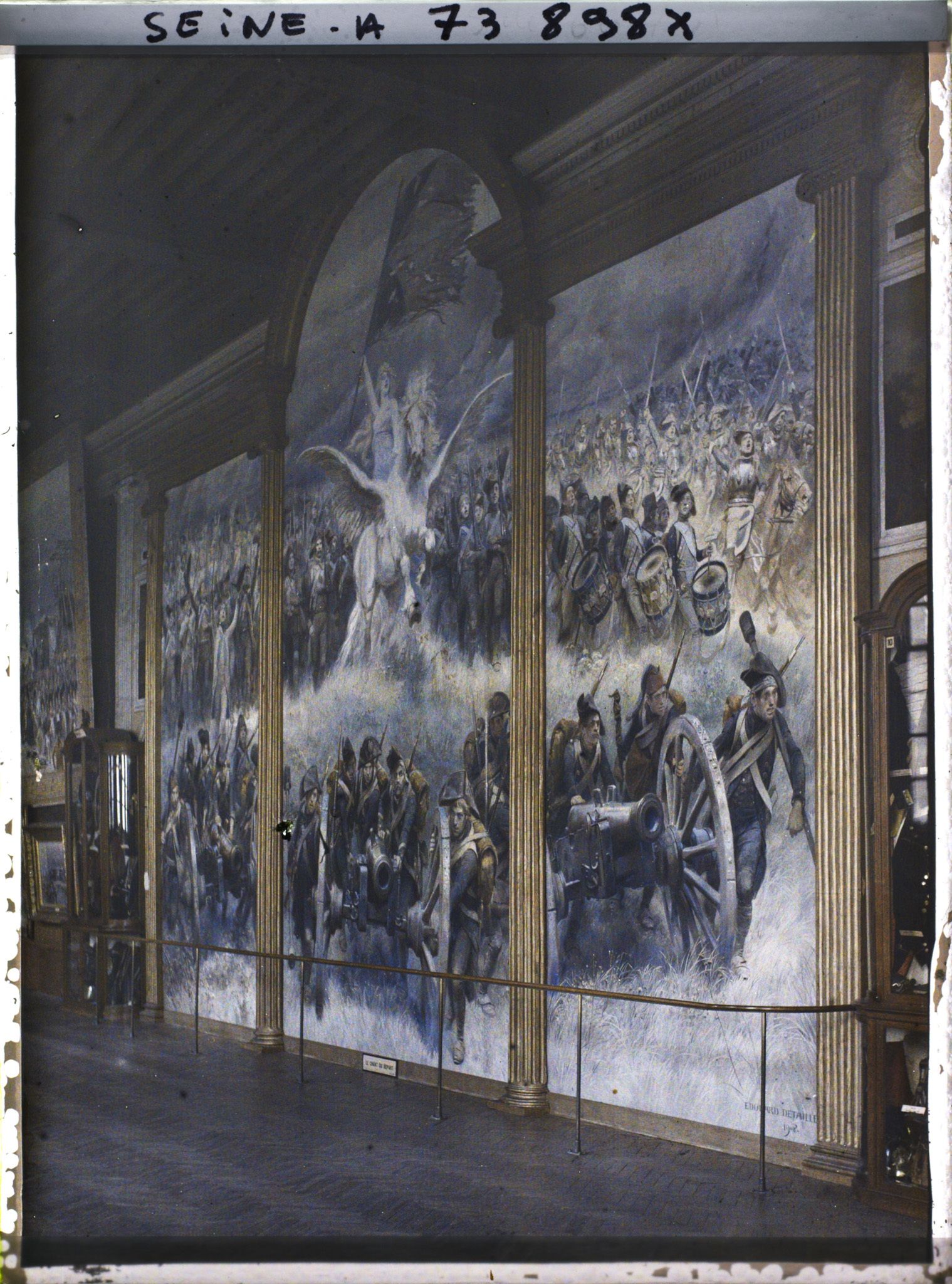 Image représentant Le triptyque Le Chant du départ d'Edouard Detaille, hôtel des Invalides, salle Bugeaud, rebaptisée salle Detaille