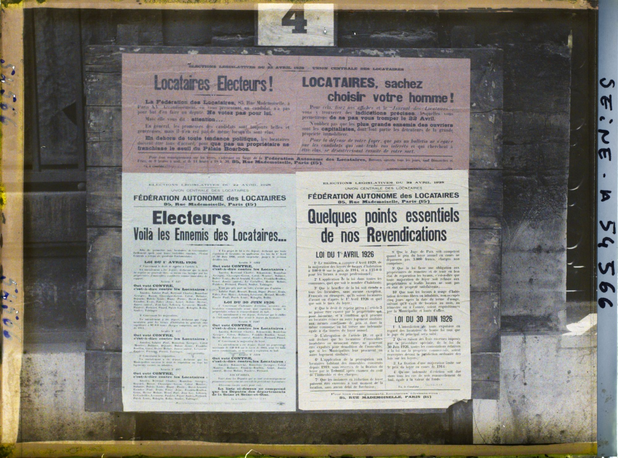 Image représentant Affiche pour les élections législatives des 22 et 29 avril, Fédération autonome des Locataires