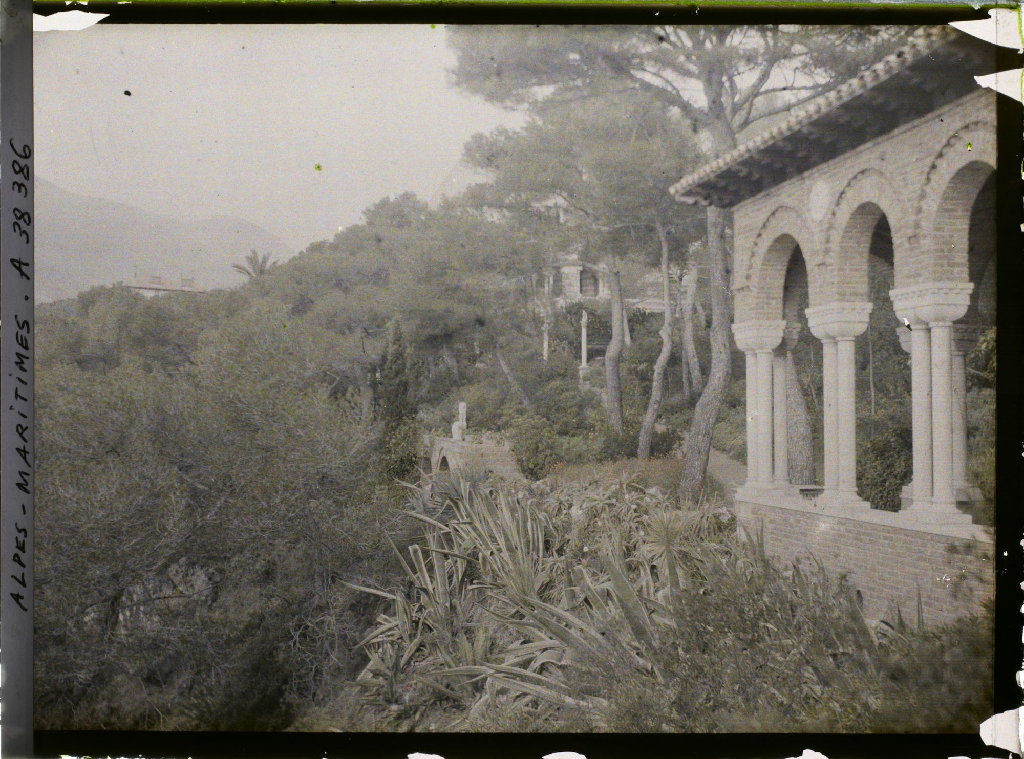 Image représentant Galerie byzantine du jardin de la villa Cypris, vue vers le nord-est