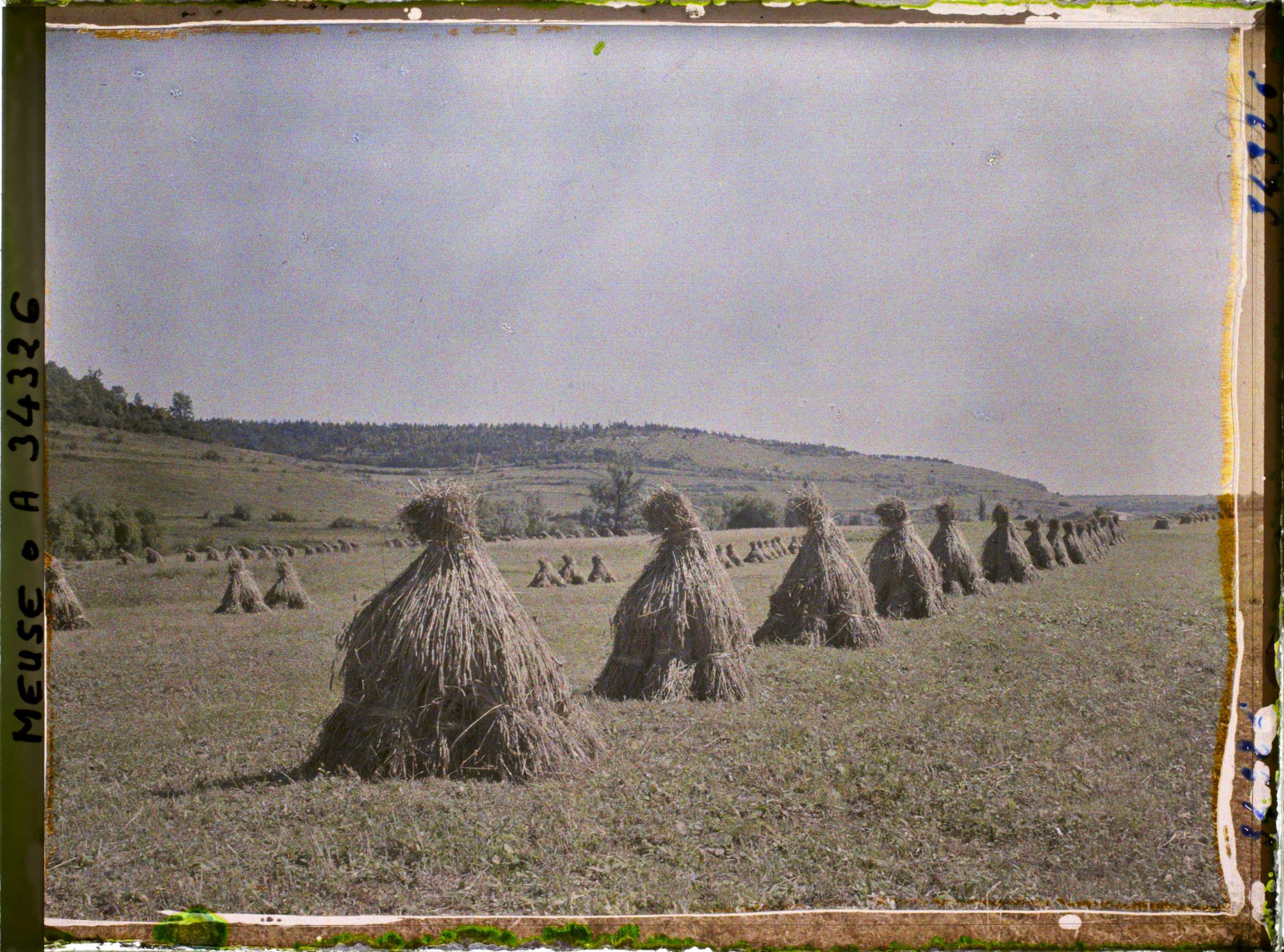 Image représentant France, Les Eparges, Moissons au pied des Eparges à gauche, et la Crête de Combres au fond.