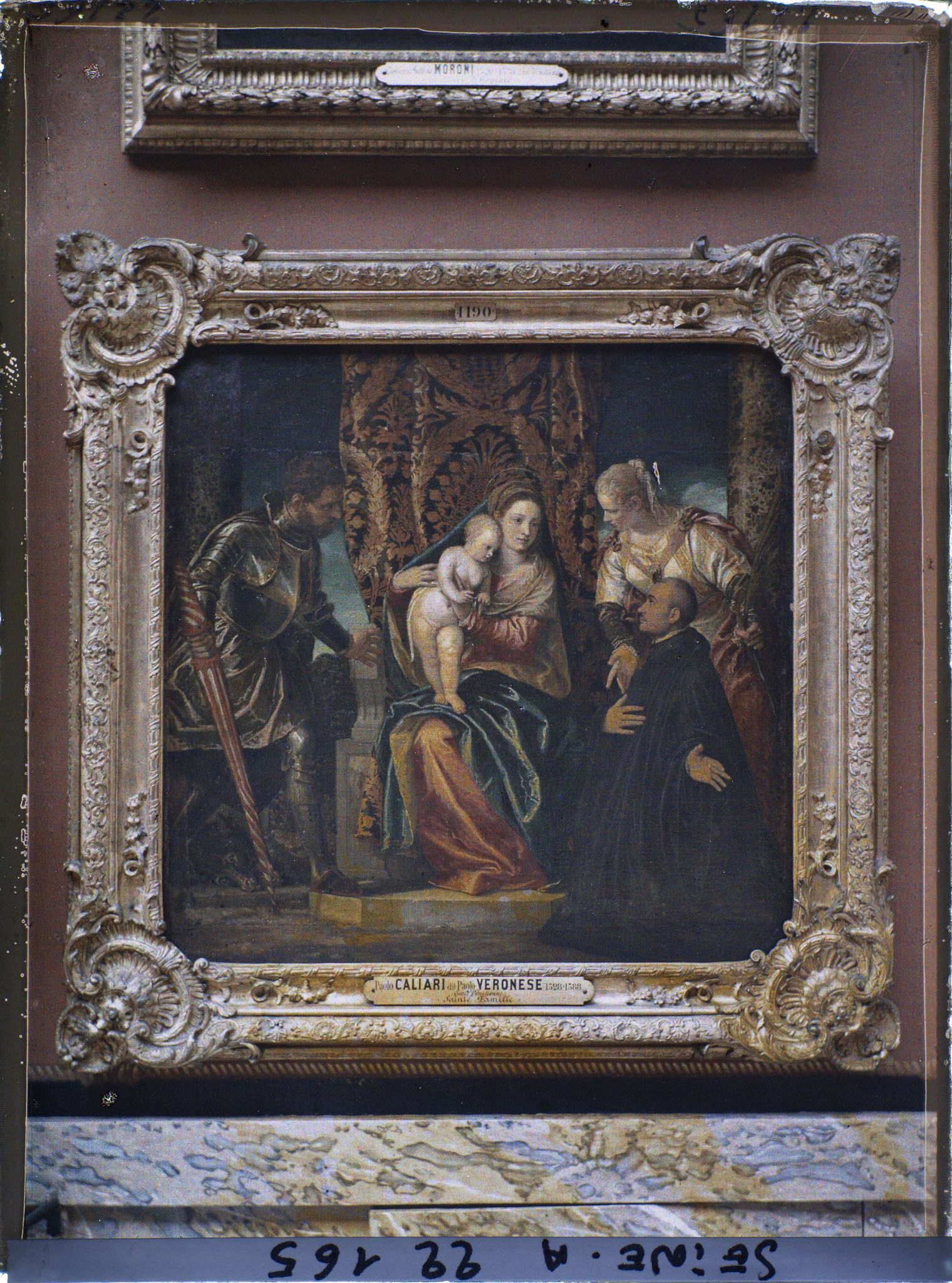 Image représentant La Vierge à l'Enfant entre sainte Justine et saint Georges, avec un bénédictin agenouillé, Véronèse, musée du Louvre