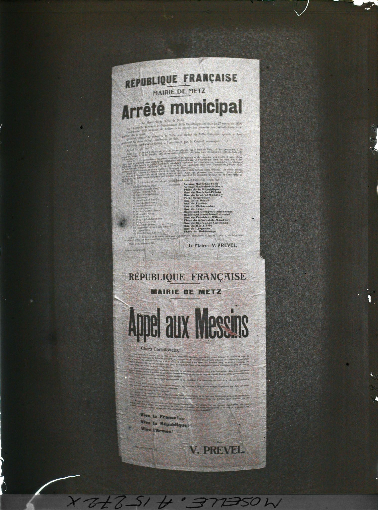 Image représentant Affiche de l'arrêté municipal du nouveau maire V. Prével