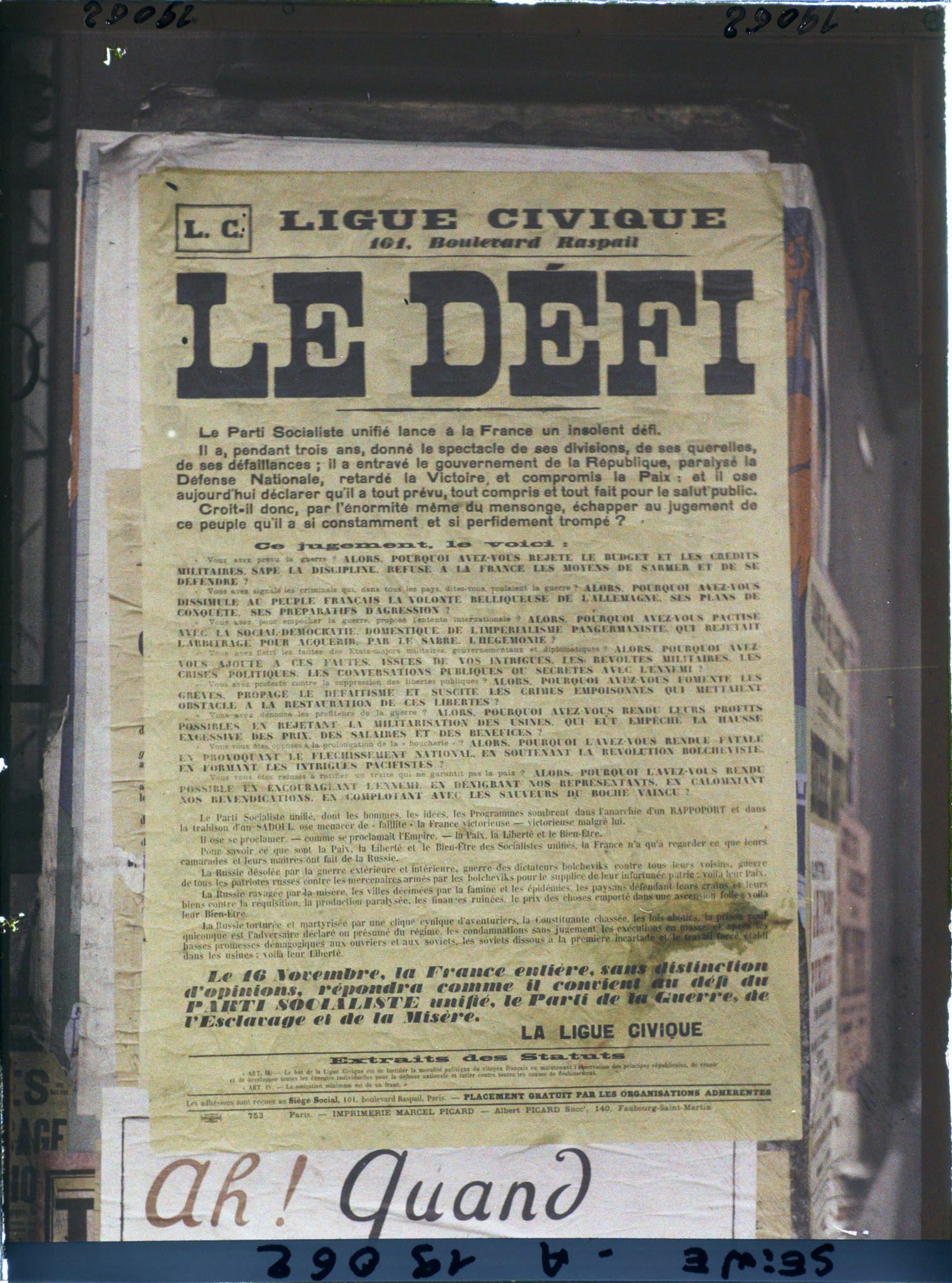 Image représentant Affiche de la Ligue civique pour les élections législatives de novembre 1919