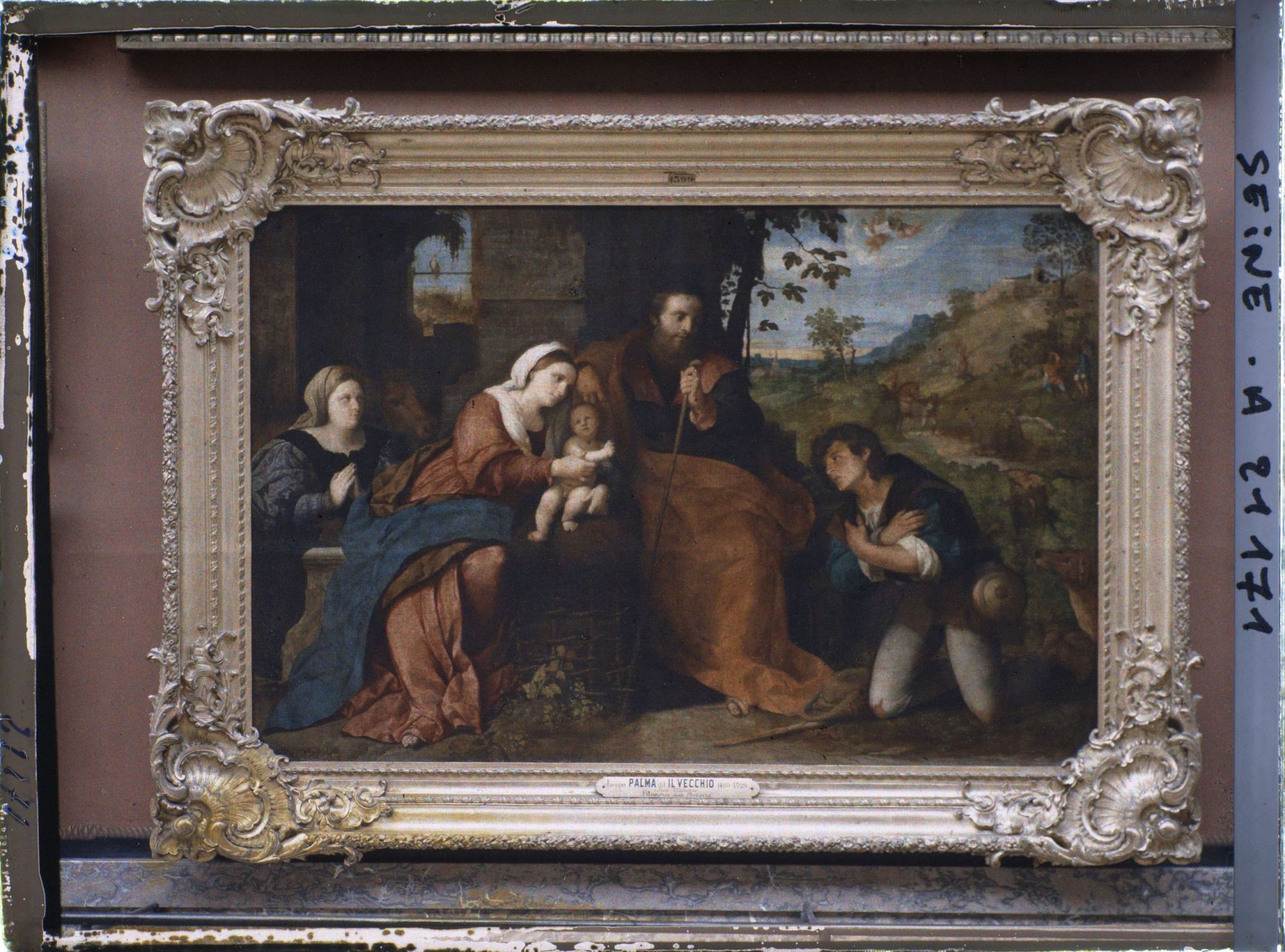 Image représentant L'Adoration des bergers avec une donatrice, Palma le Vieux, musée du Louvre