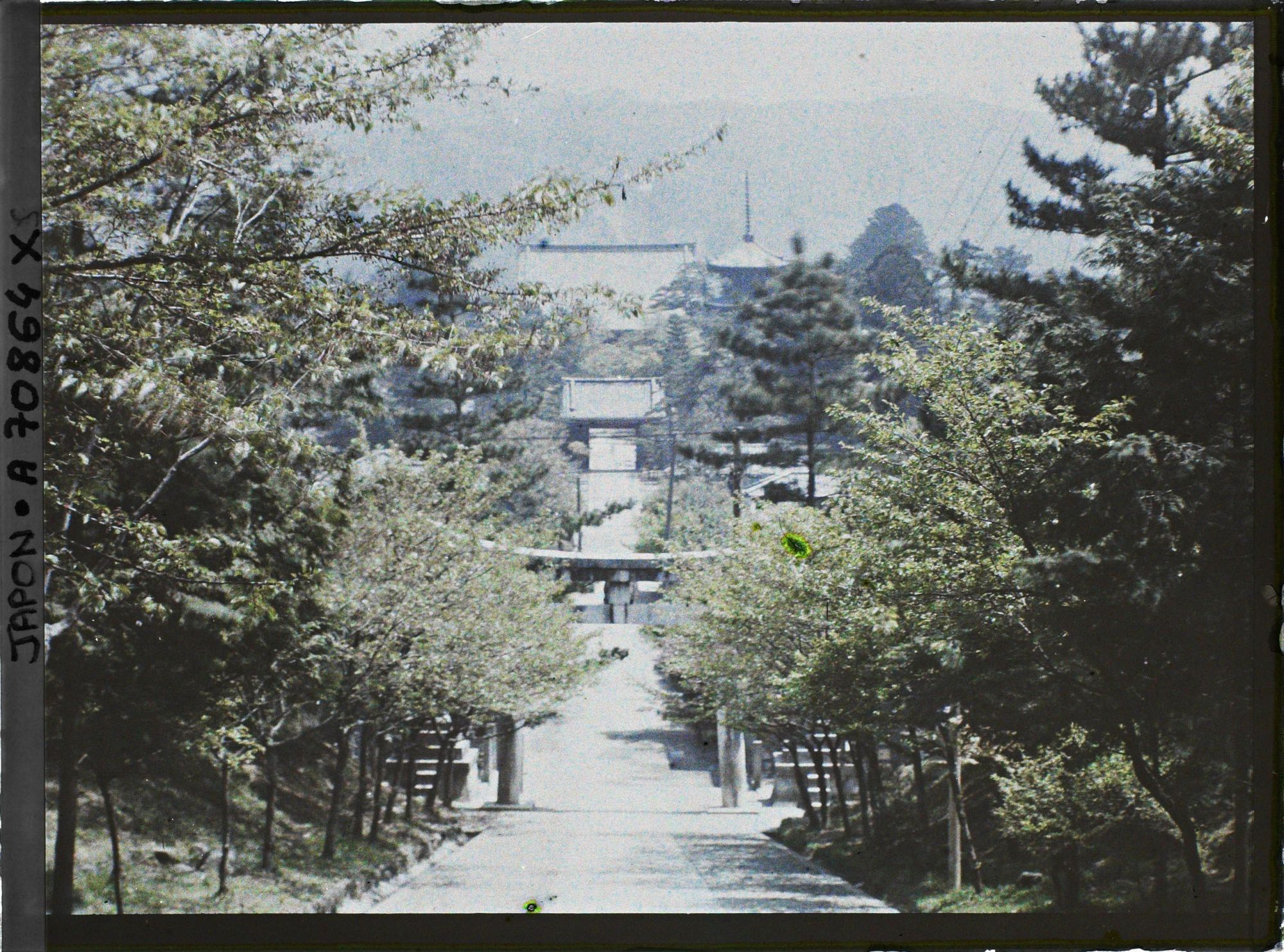 Image représentant Vue du temple Shinnyo-dô depuis l'entrée du sanctuaire Munetada-jinja