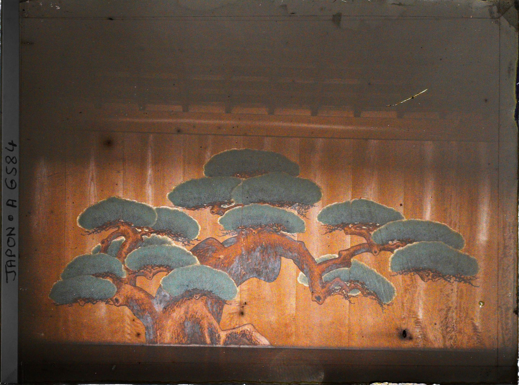 Image représentant Décor peint sur la scène de théâtre Nô du temple Bukkô-ji