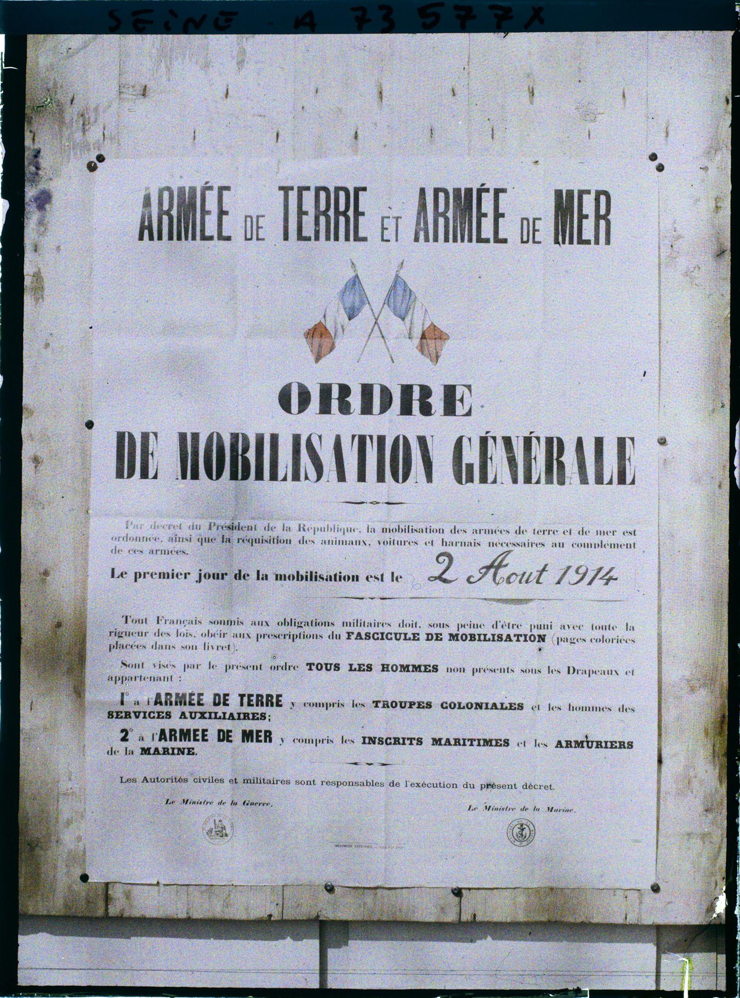 Image représentant Affiche de la mobilisation générale du 2 Août 1914
