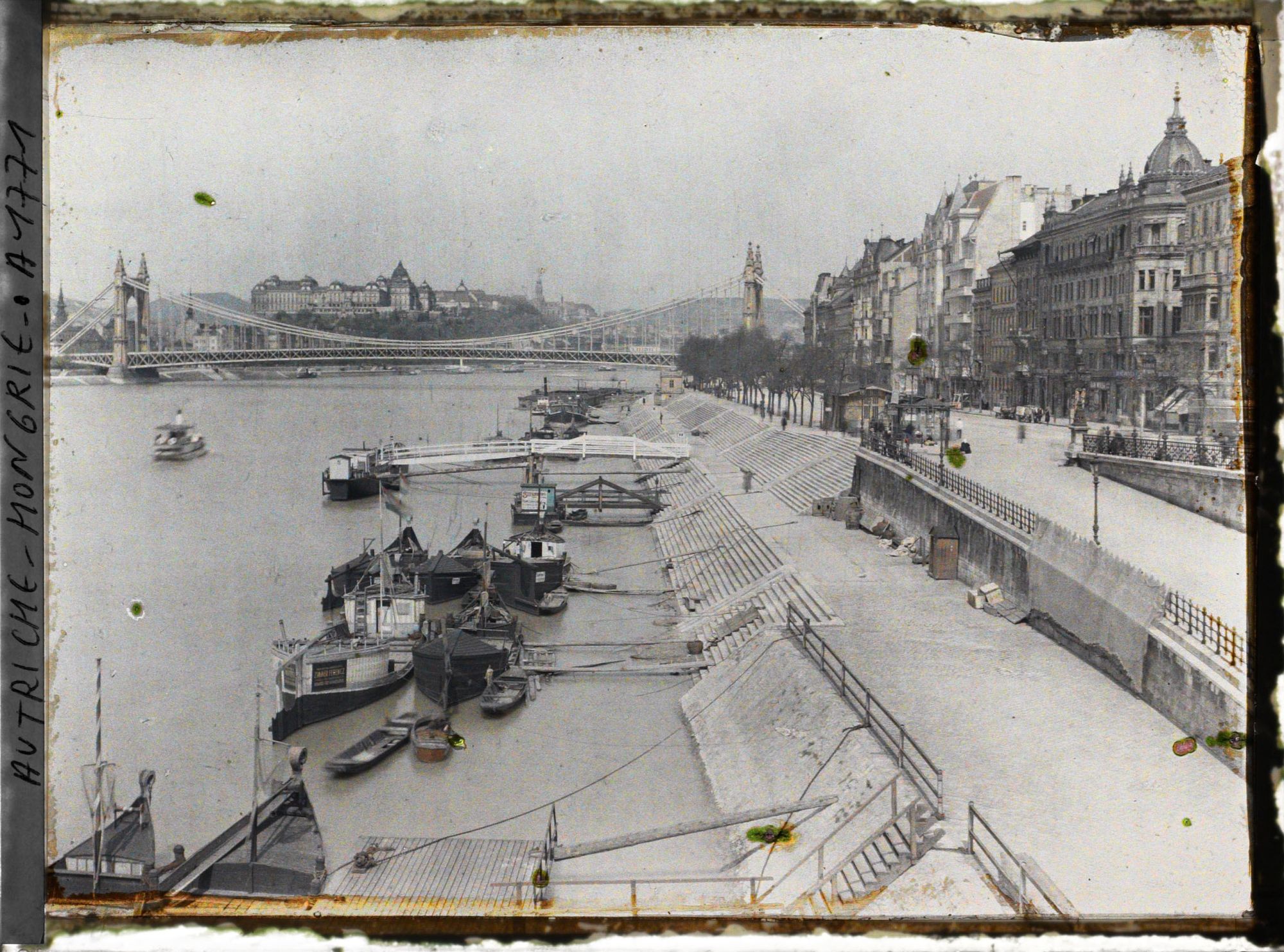 Image représentant Le Danube, les quais, le pont Élizabeth et le château royal au fond
