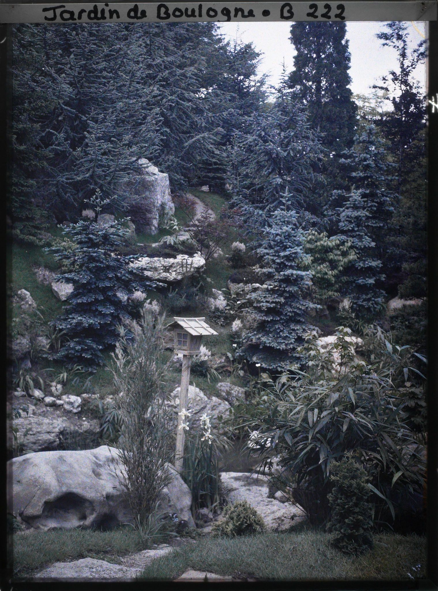 Image représentant Paysage arboré du " sanctuaire japonais " se déroulant à flanc de coteau, près de la façade de temple